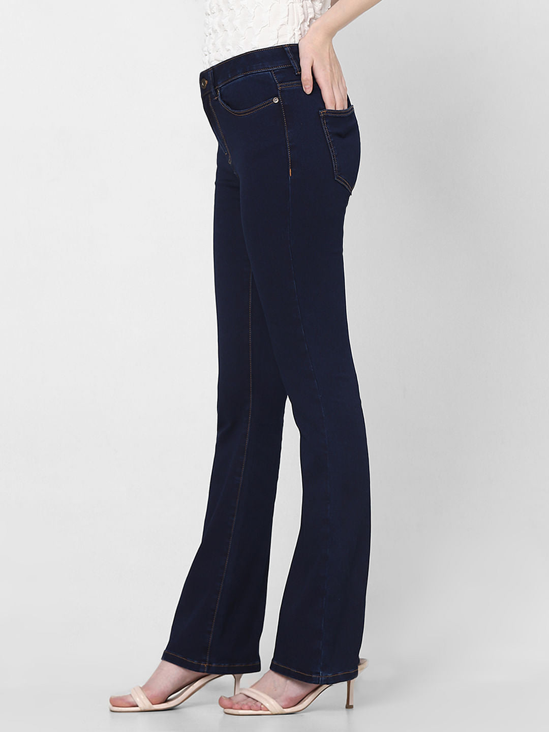 Dark Blue Mid Rise Bootcut Jeans