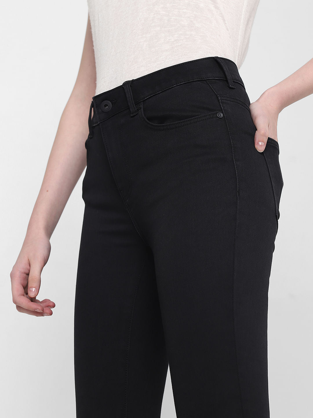 Black Mid Rise Bootcut Jeans