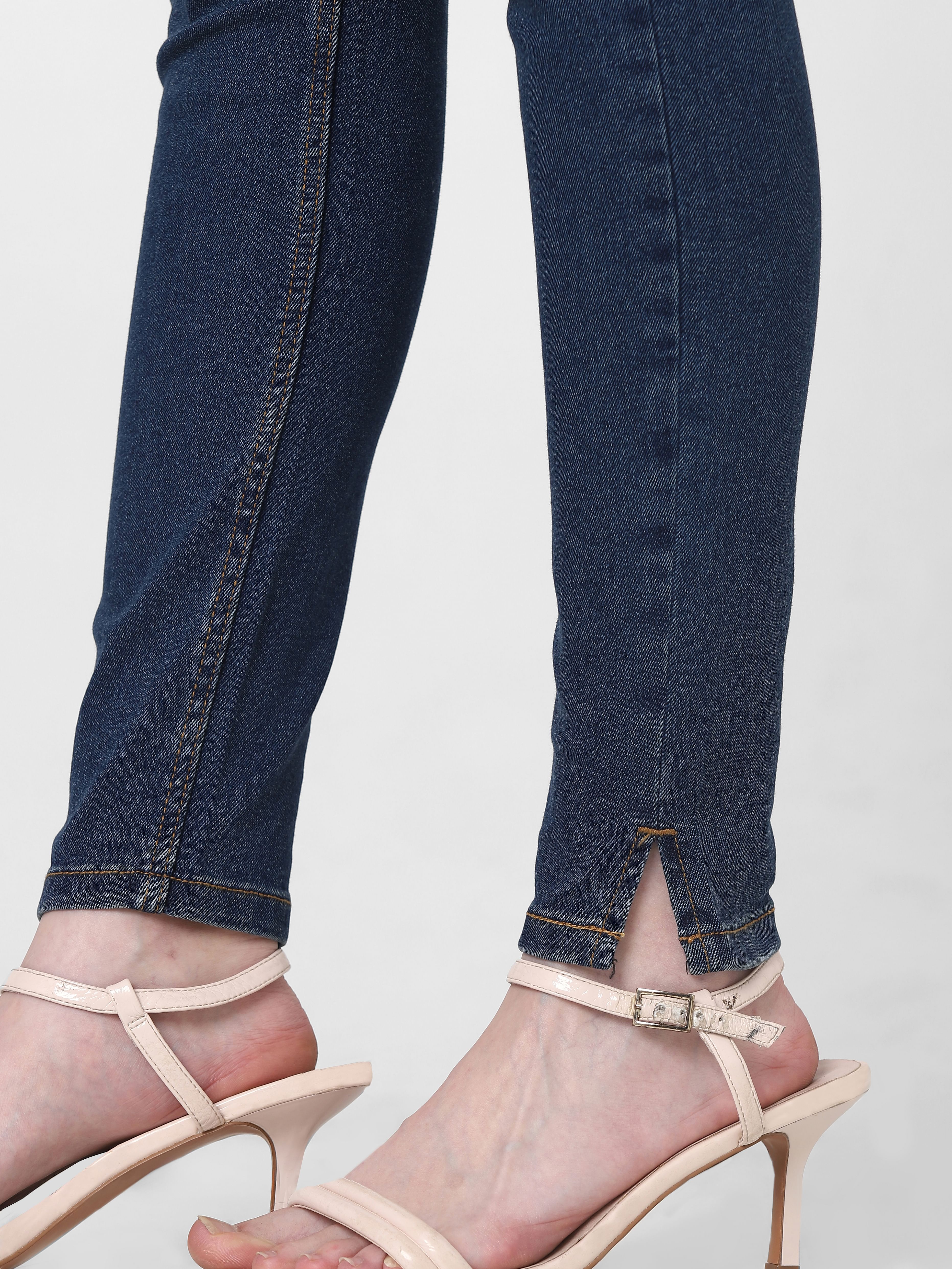 Dark Blue Mid Rise Skinny Fit Jeggings