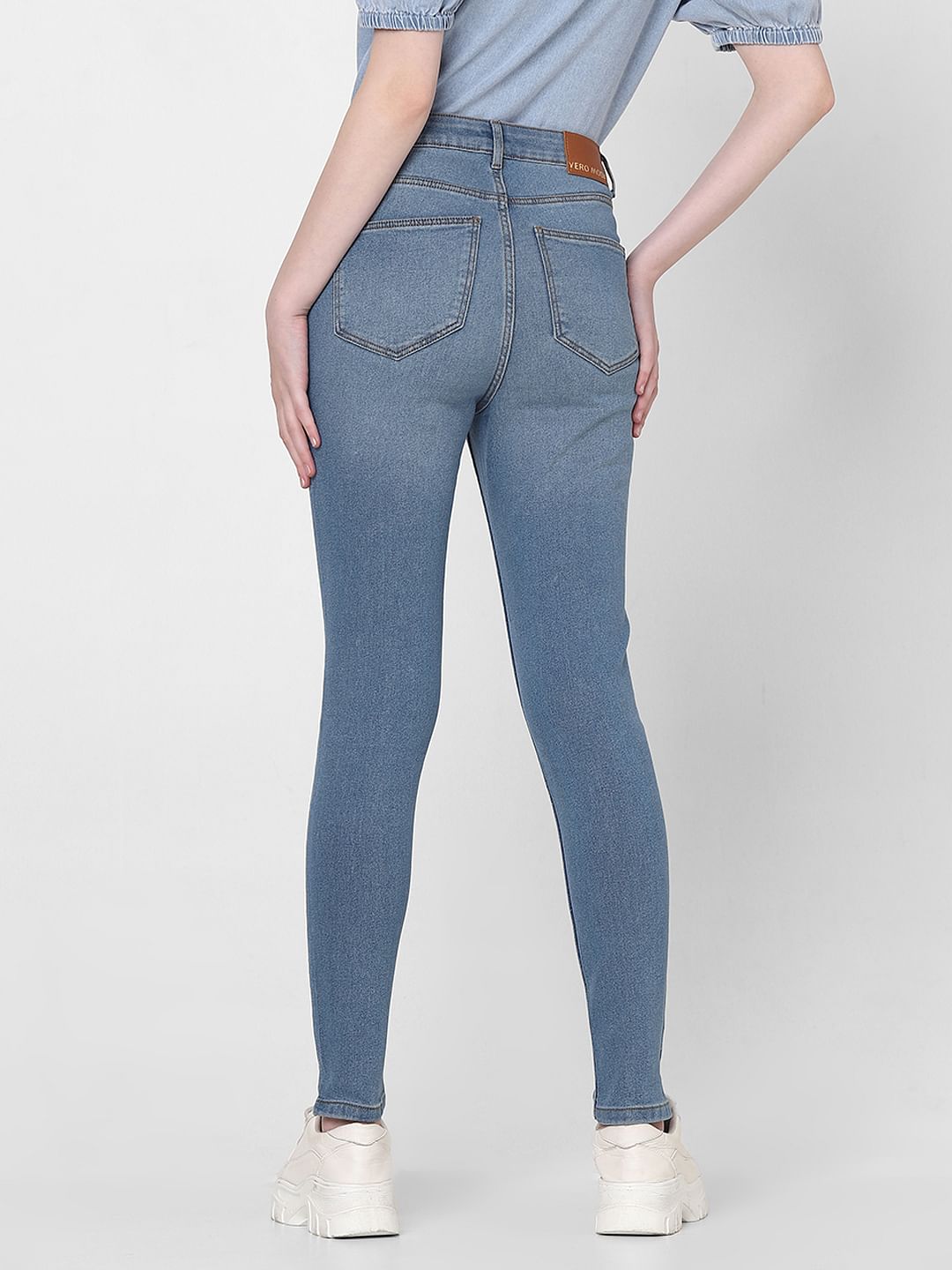 Blue Mid Rise Skinny Fit Jeggings