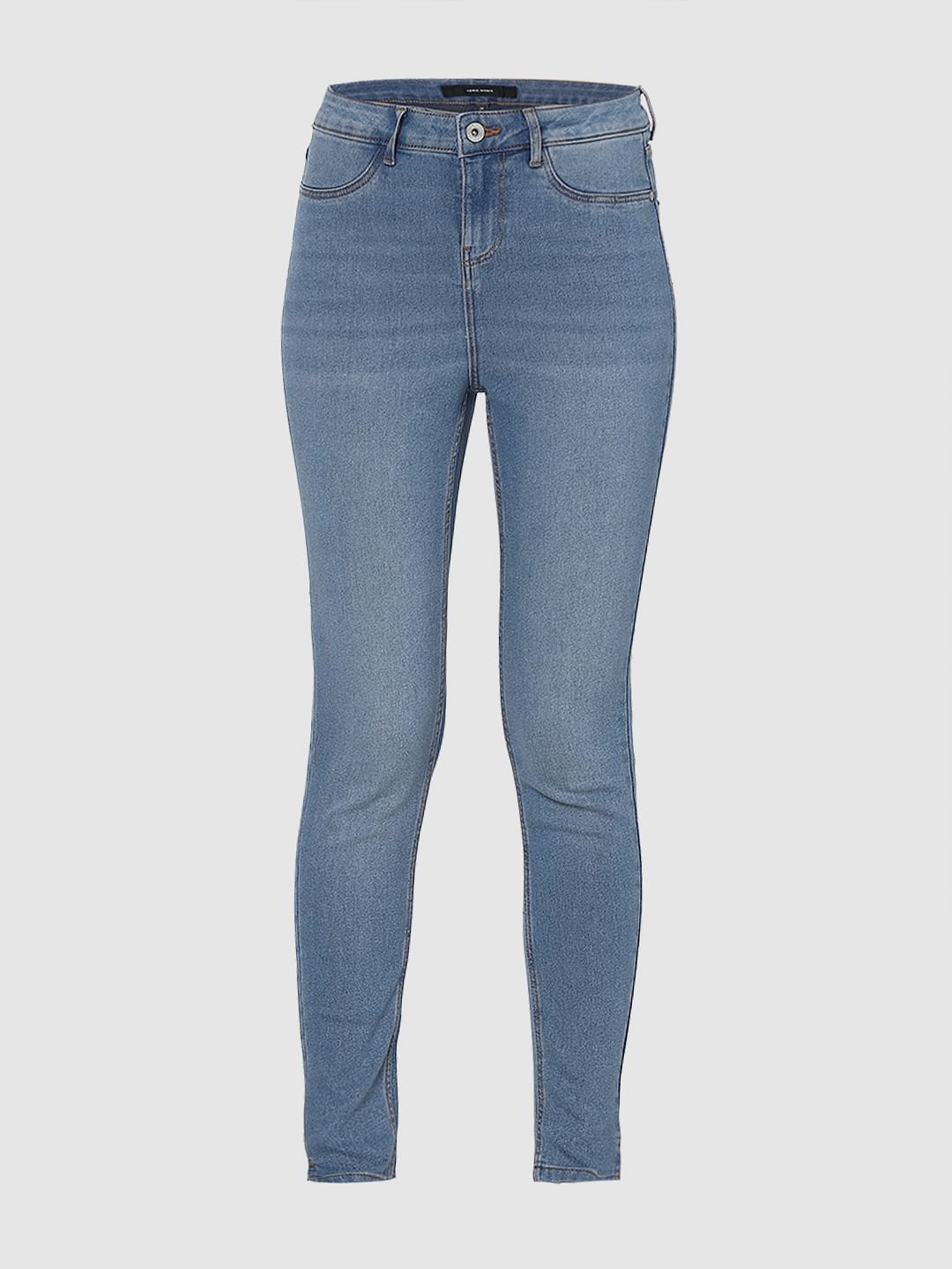 Blue Mid Rise Skinny Fit Jeggings