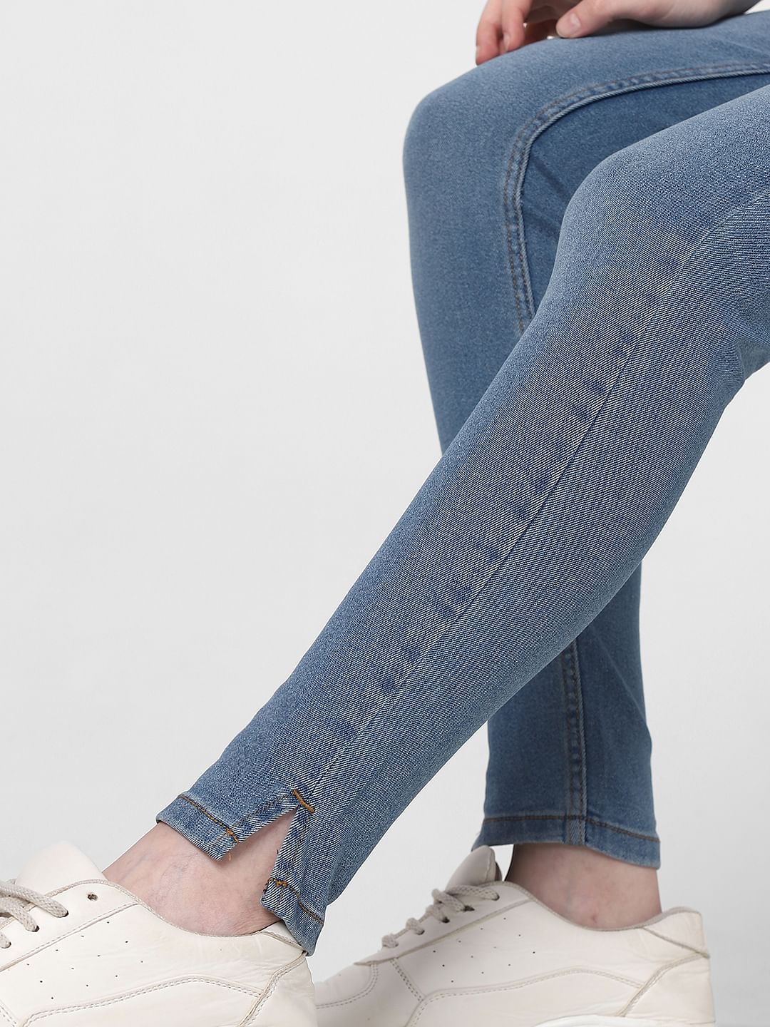 Blue Mid Rise Skinny Fit Jeggings