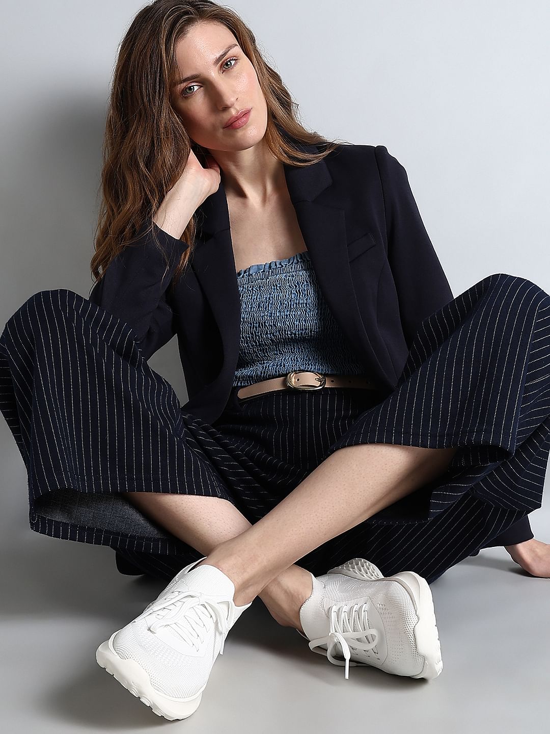 White Chunky Lace-Up Sneakers