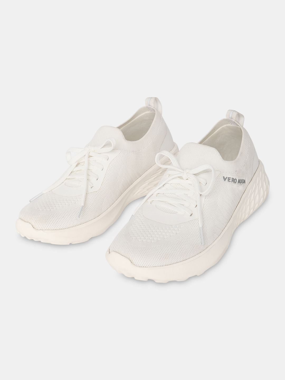 White Chunky Lace-Up Sneakers