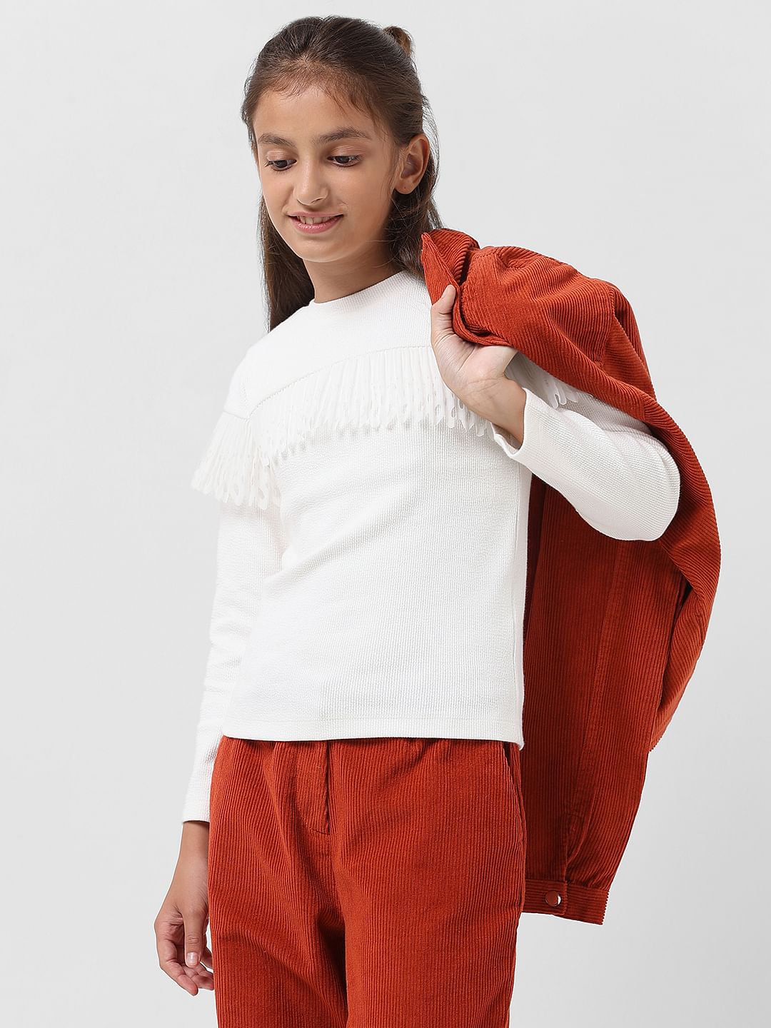 Girl White Ribbed Top