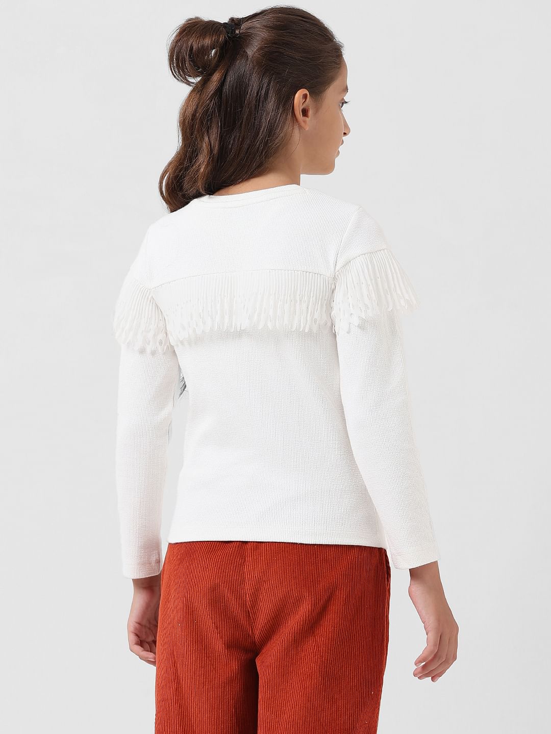 Girl White Ribbed Top