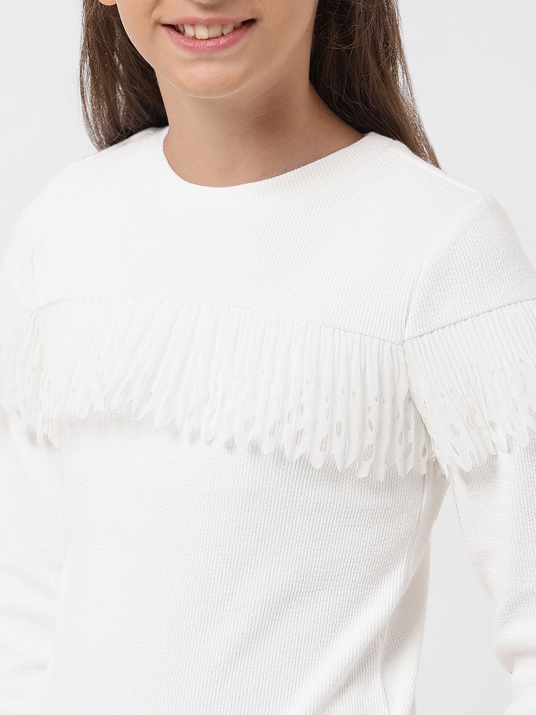 Girl White Ribbed Top
