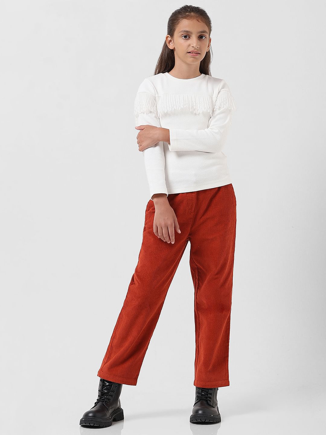 Girl White Ribbed Top