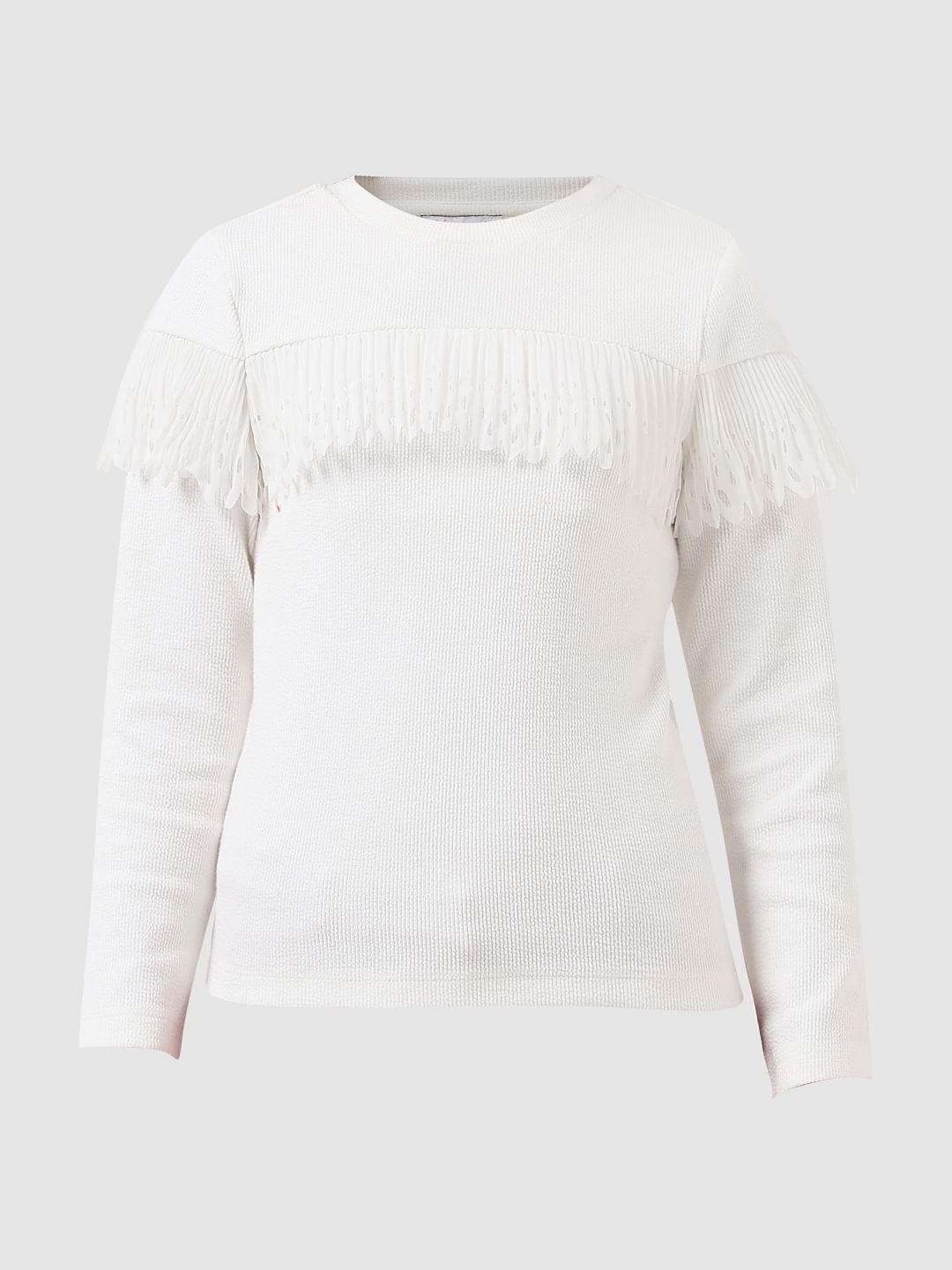 Girl White Ribbed Top