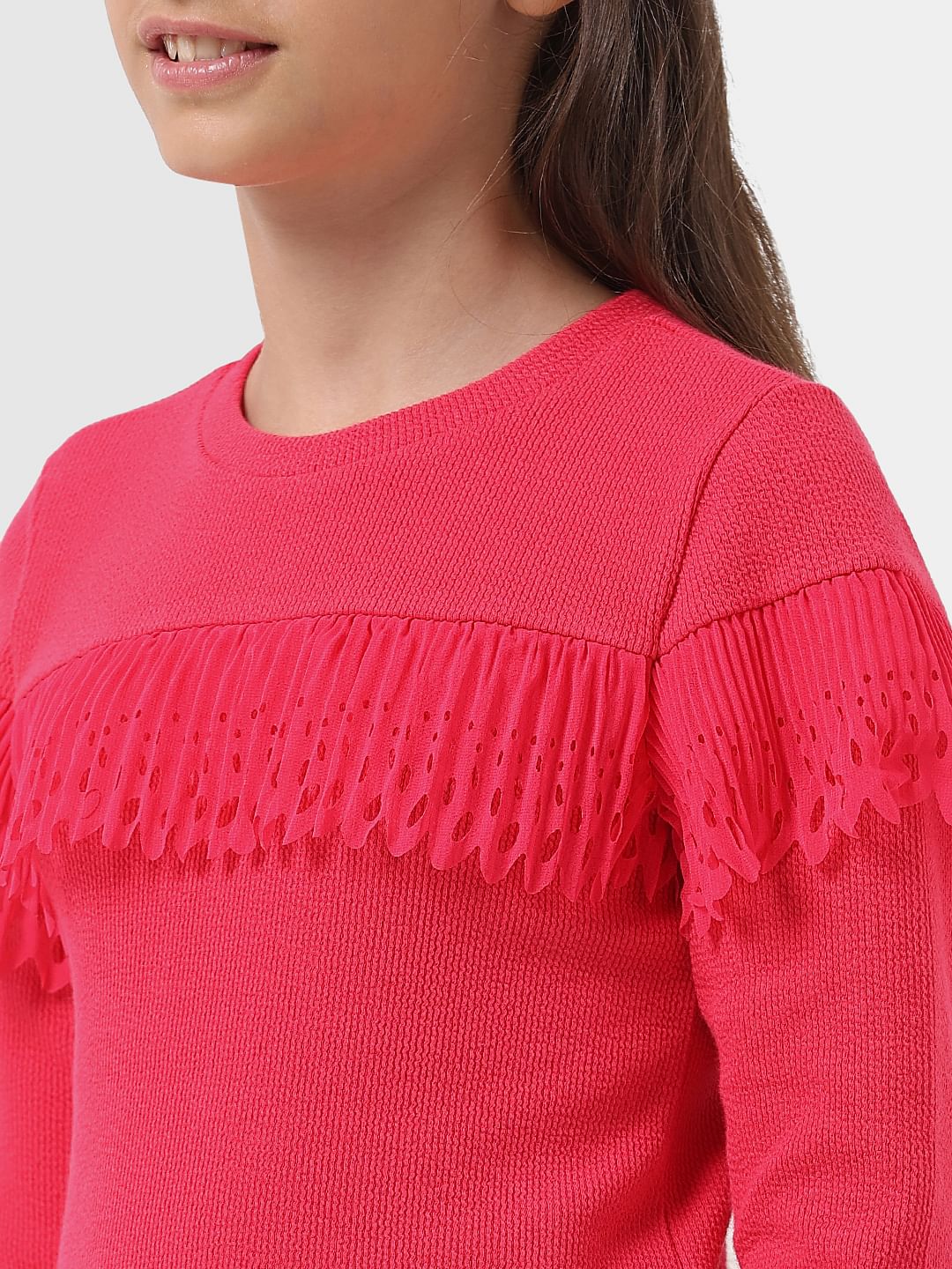 Girl Red Ribbed Top