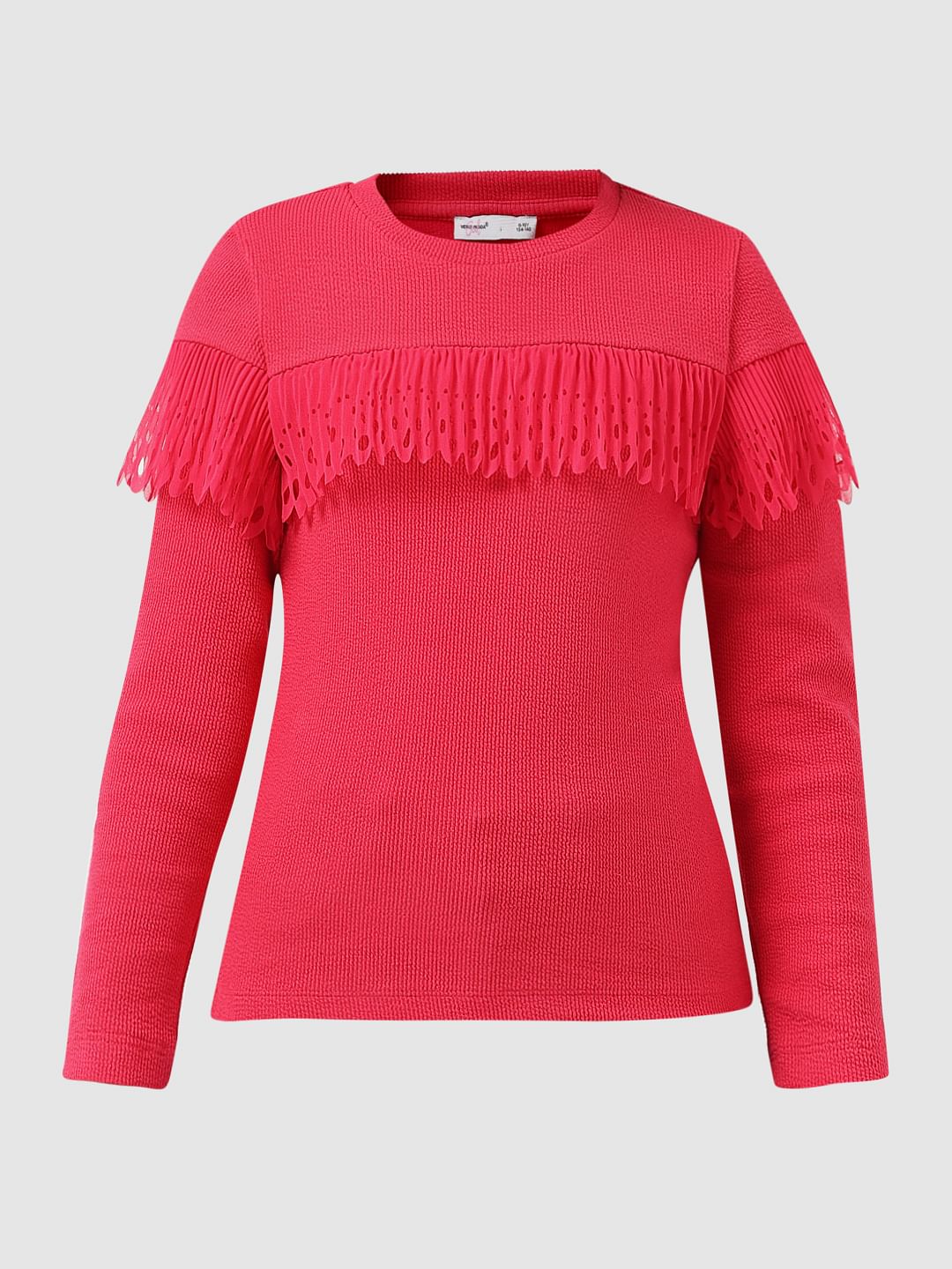 Girl Red Ribbed Top