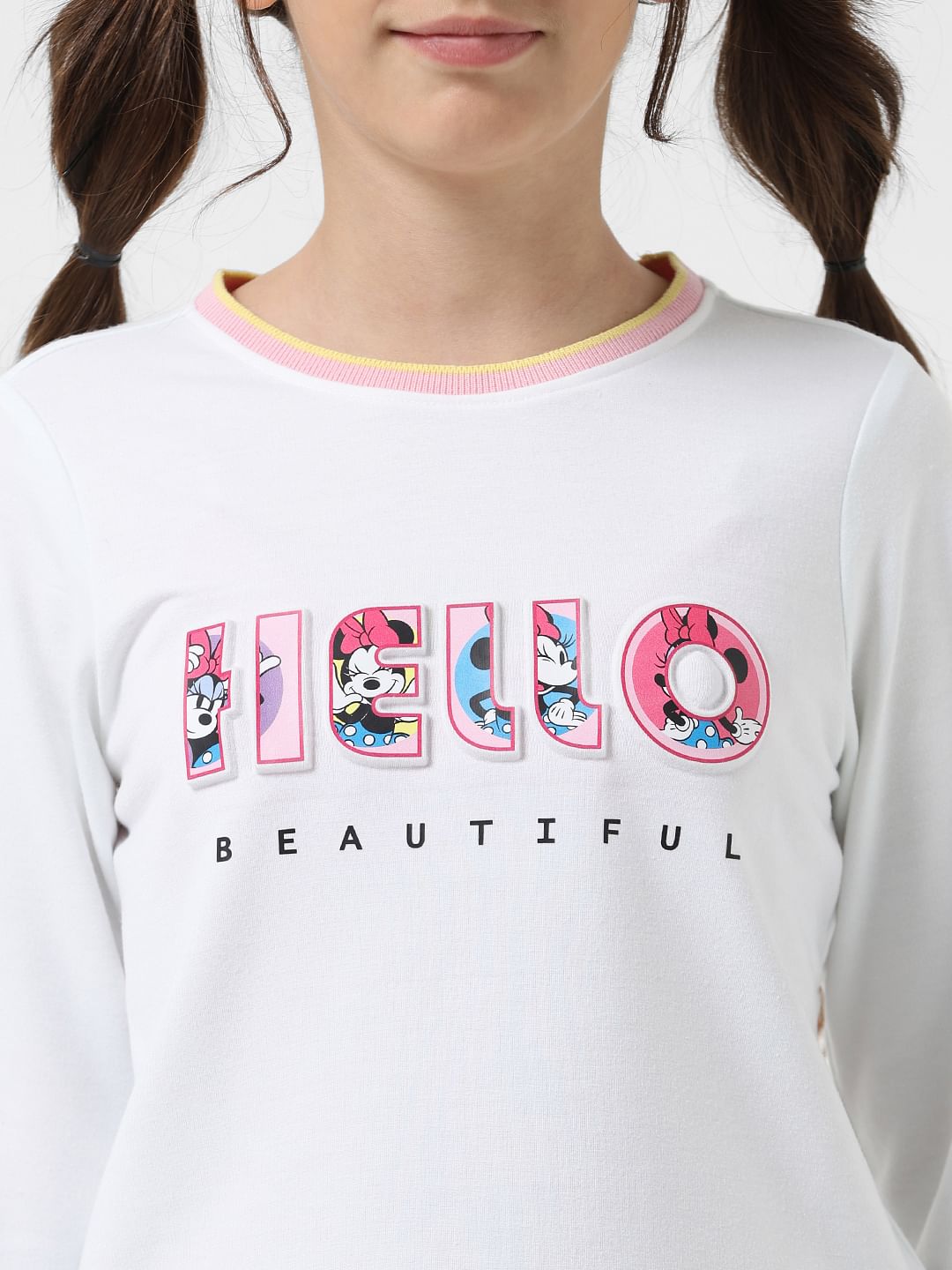 Girl X Disney White Hello Text T-Shirt
