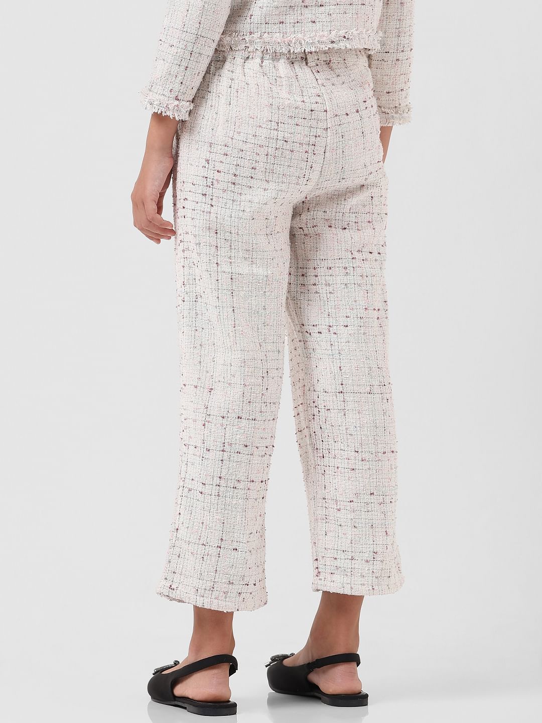 Girl White Mid Rise Yard Dyed Pants