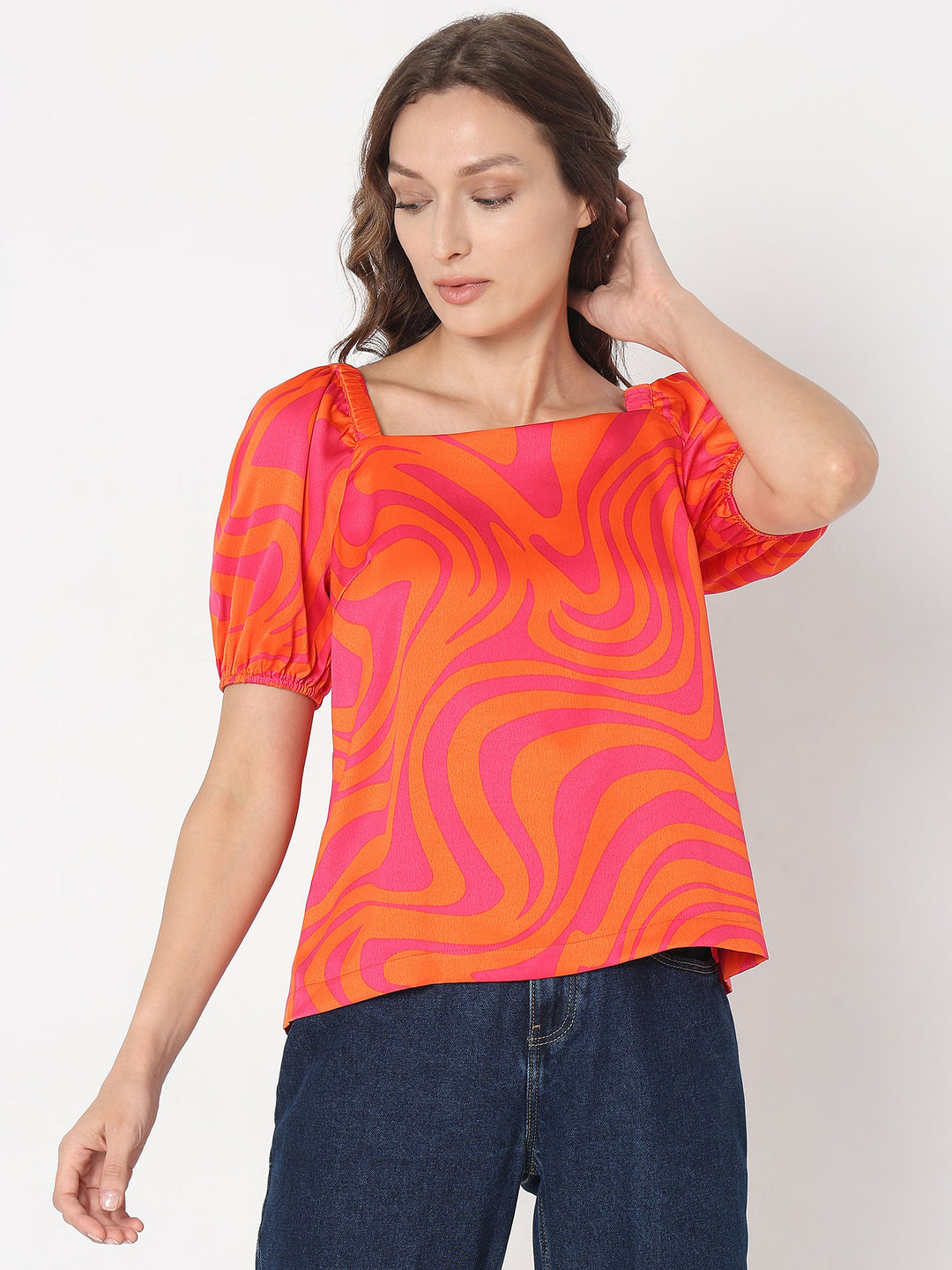 Orange Printed Top