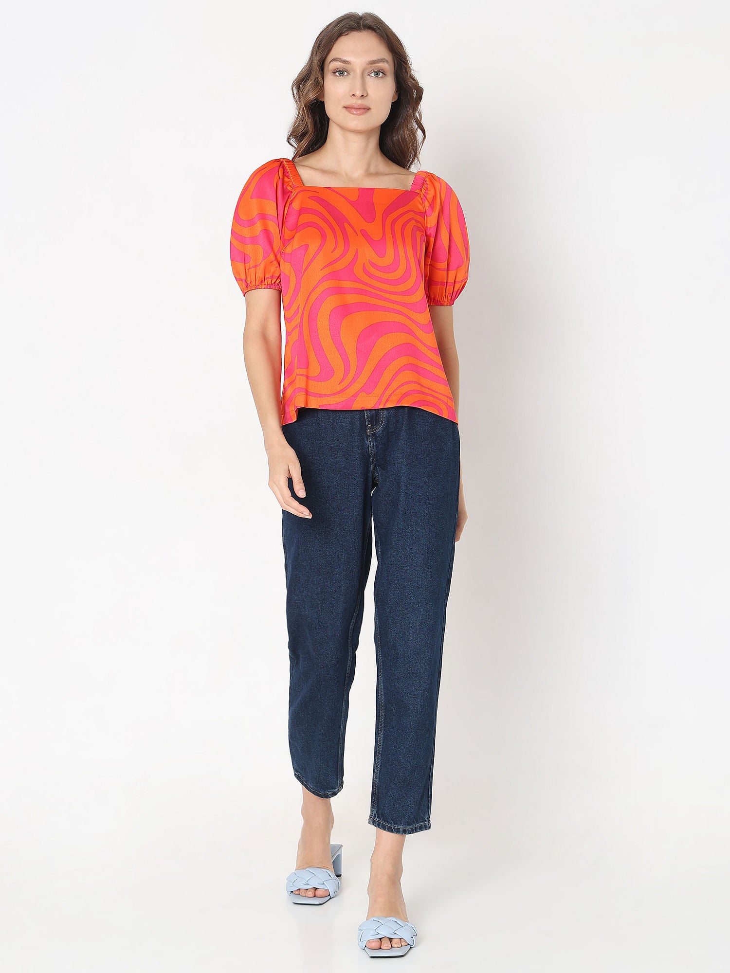 Orange Printed Top