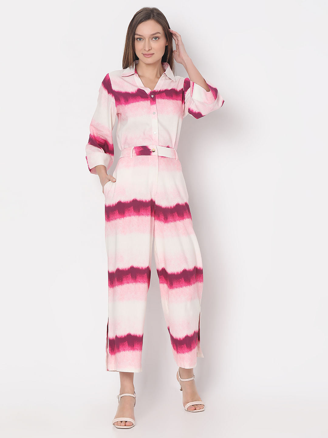 Pink High Rise Ombre Co-Ord Set Pants