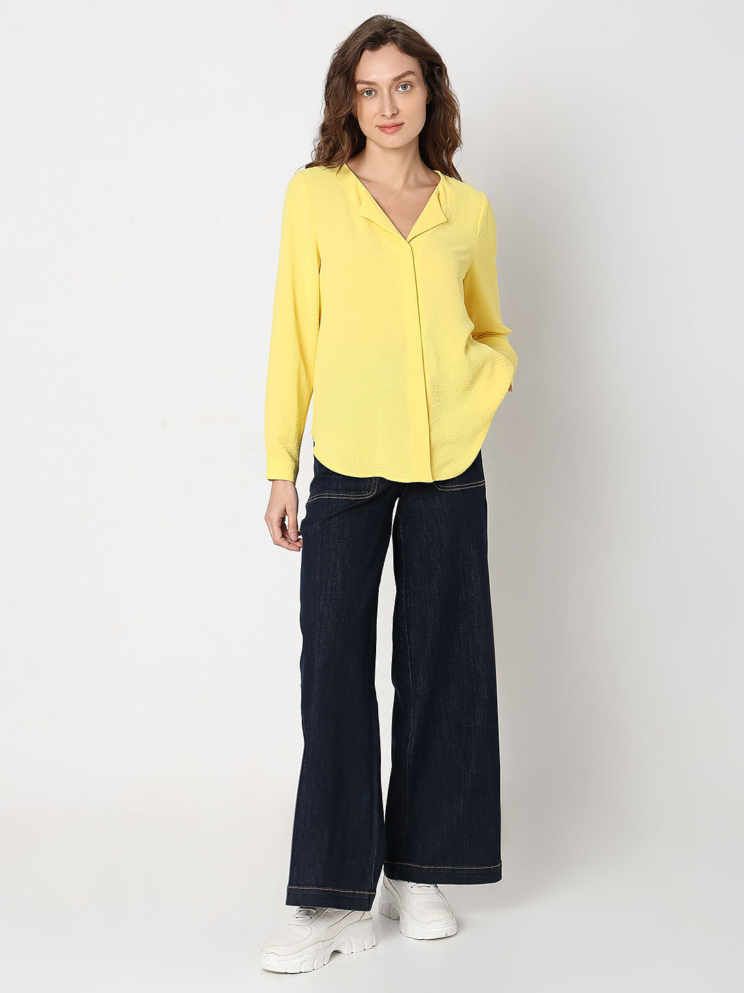 Yellow Front Button Top
