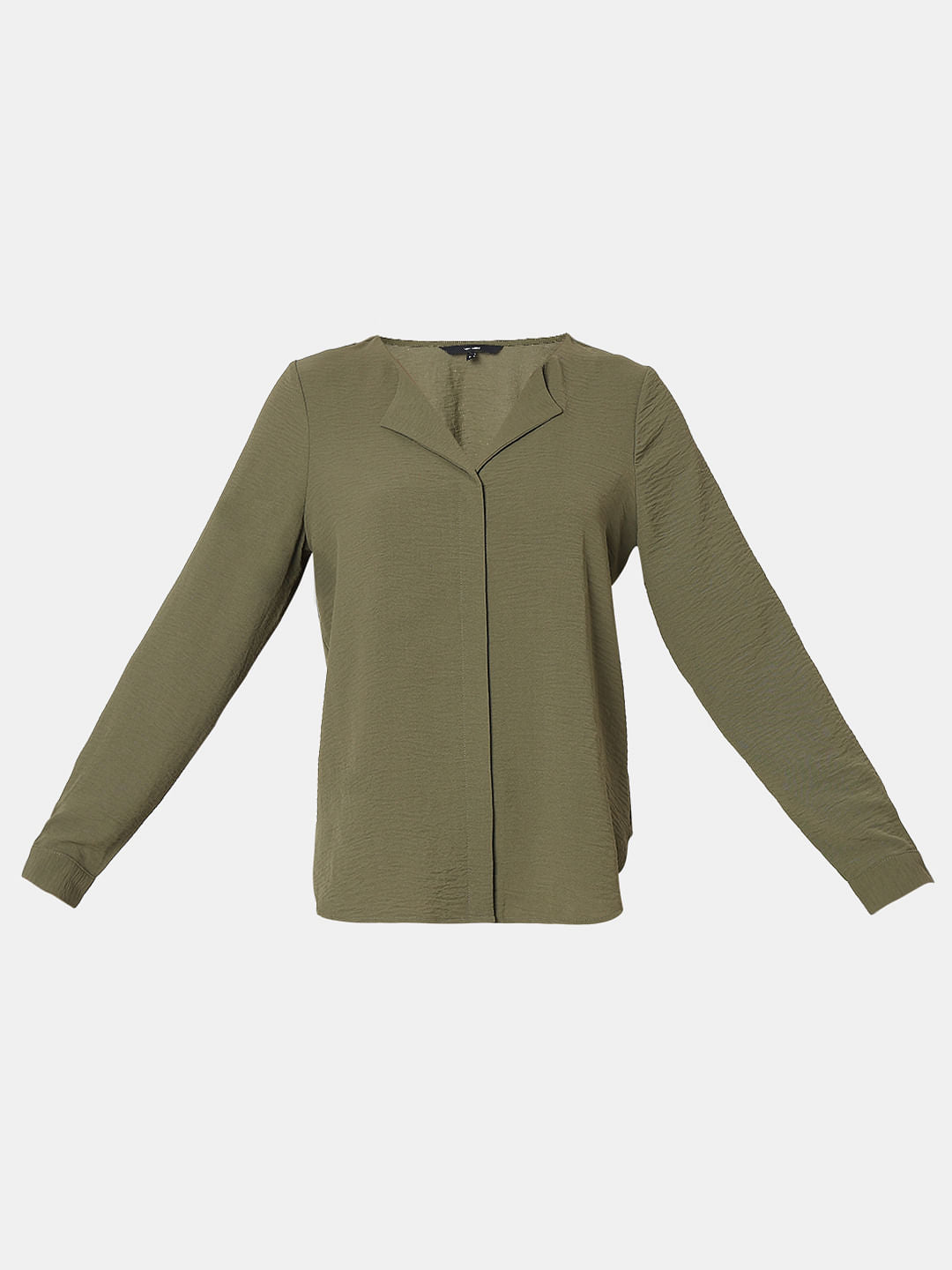 Green Front Button Top