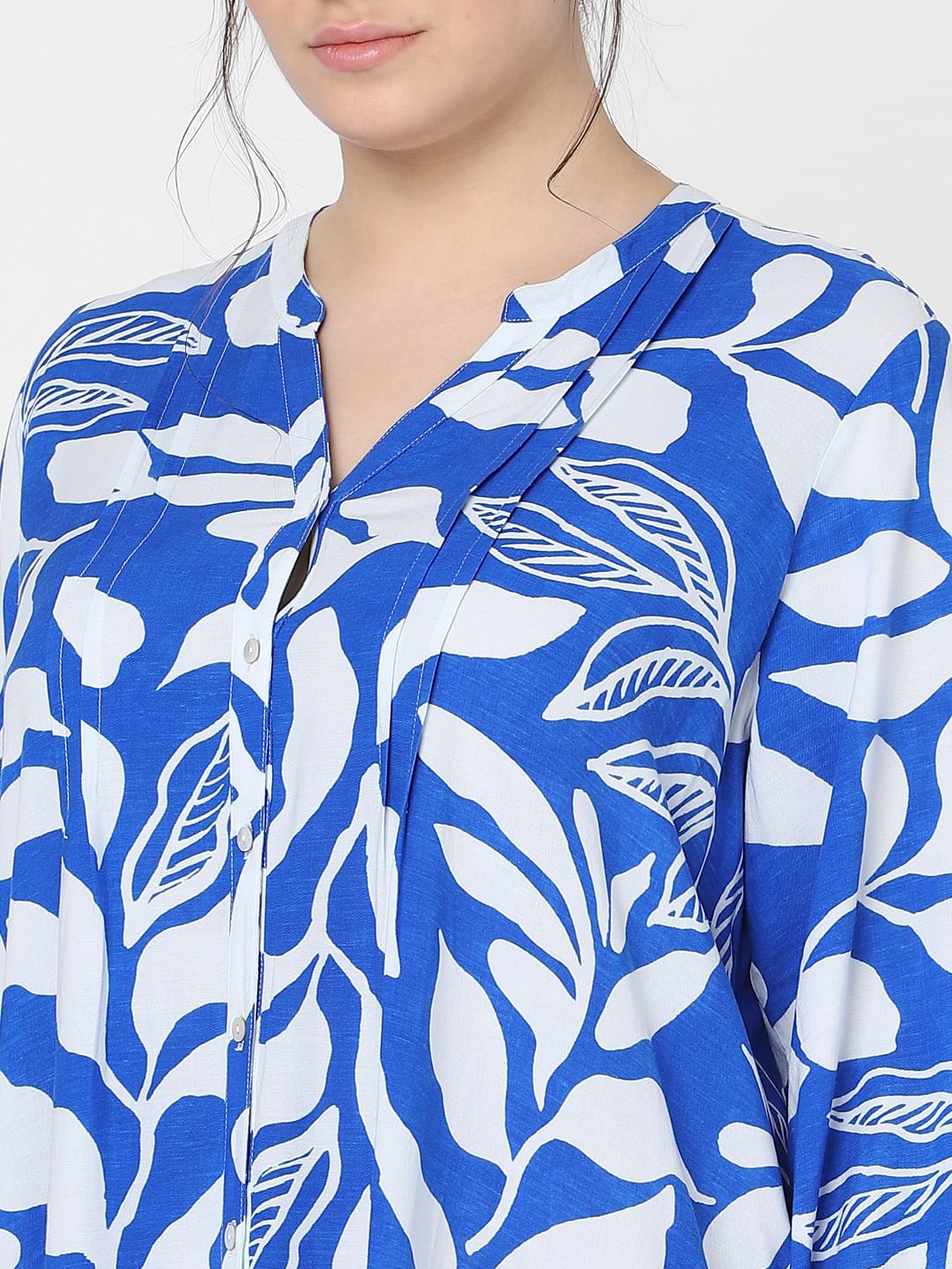 Curve Blue & White Printed Shift Dress