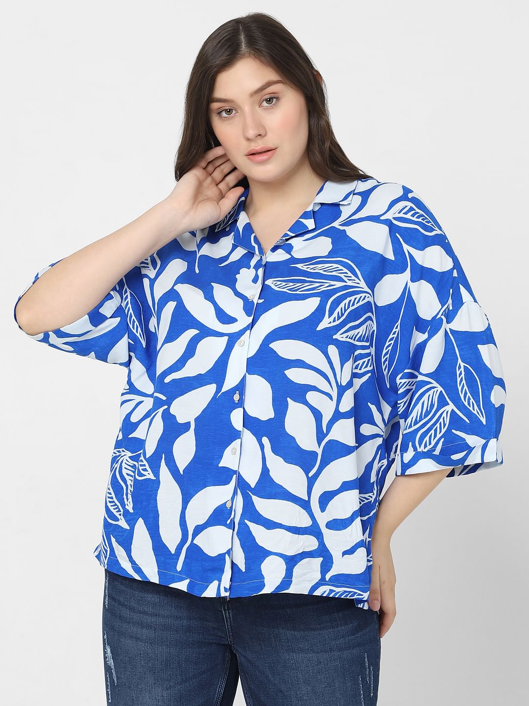 Curve Blue Abstract Print Shirt