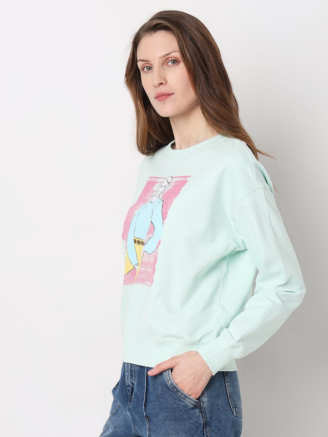 Blue Printed Sweatshirt