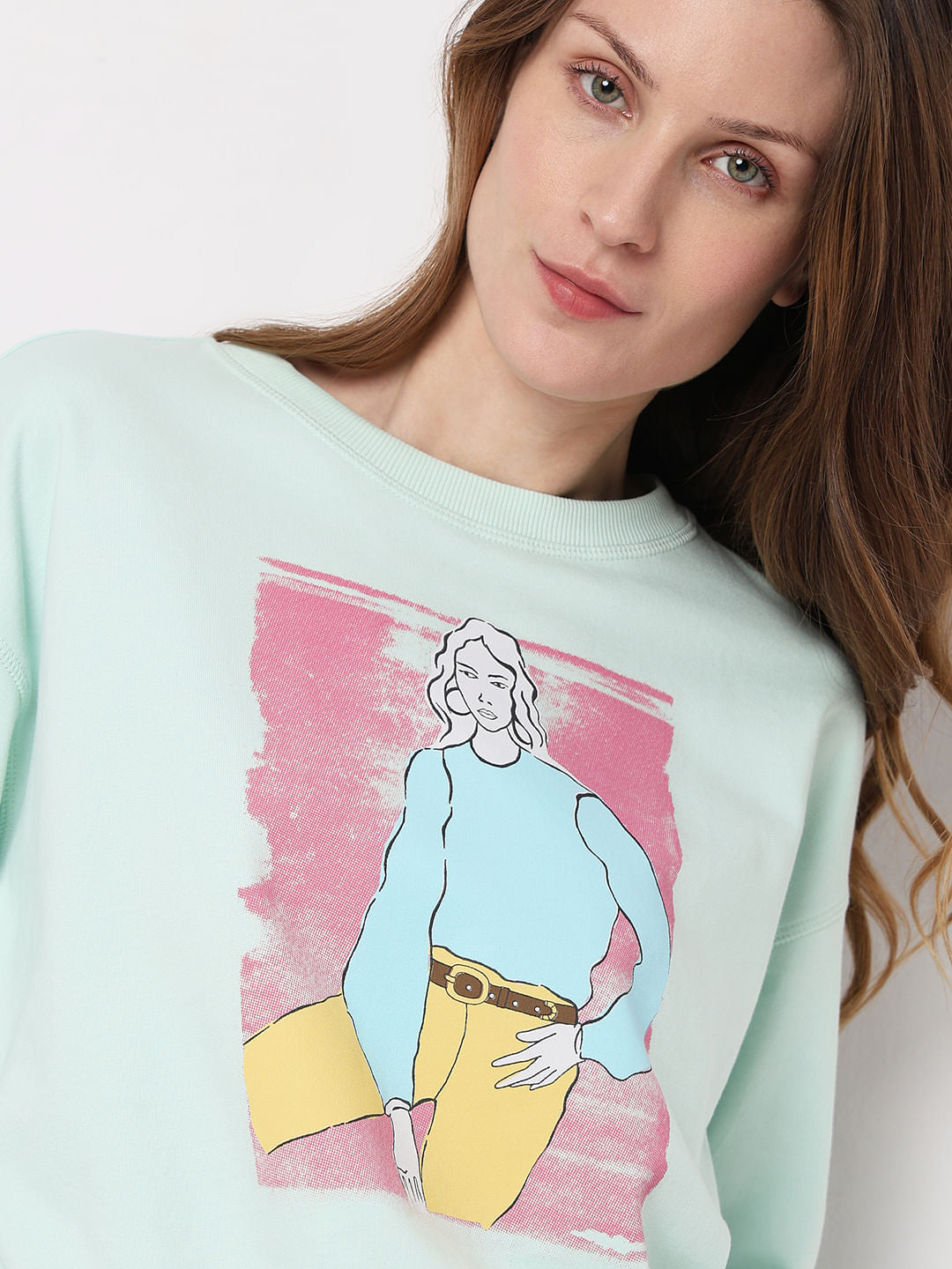 Blue Printed Sweatshirt