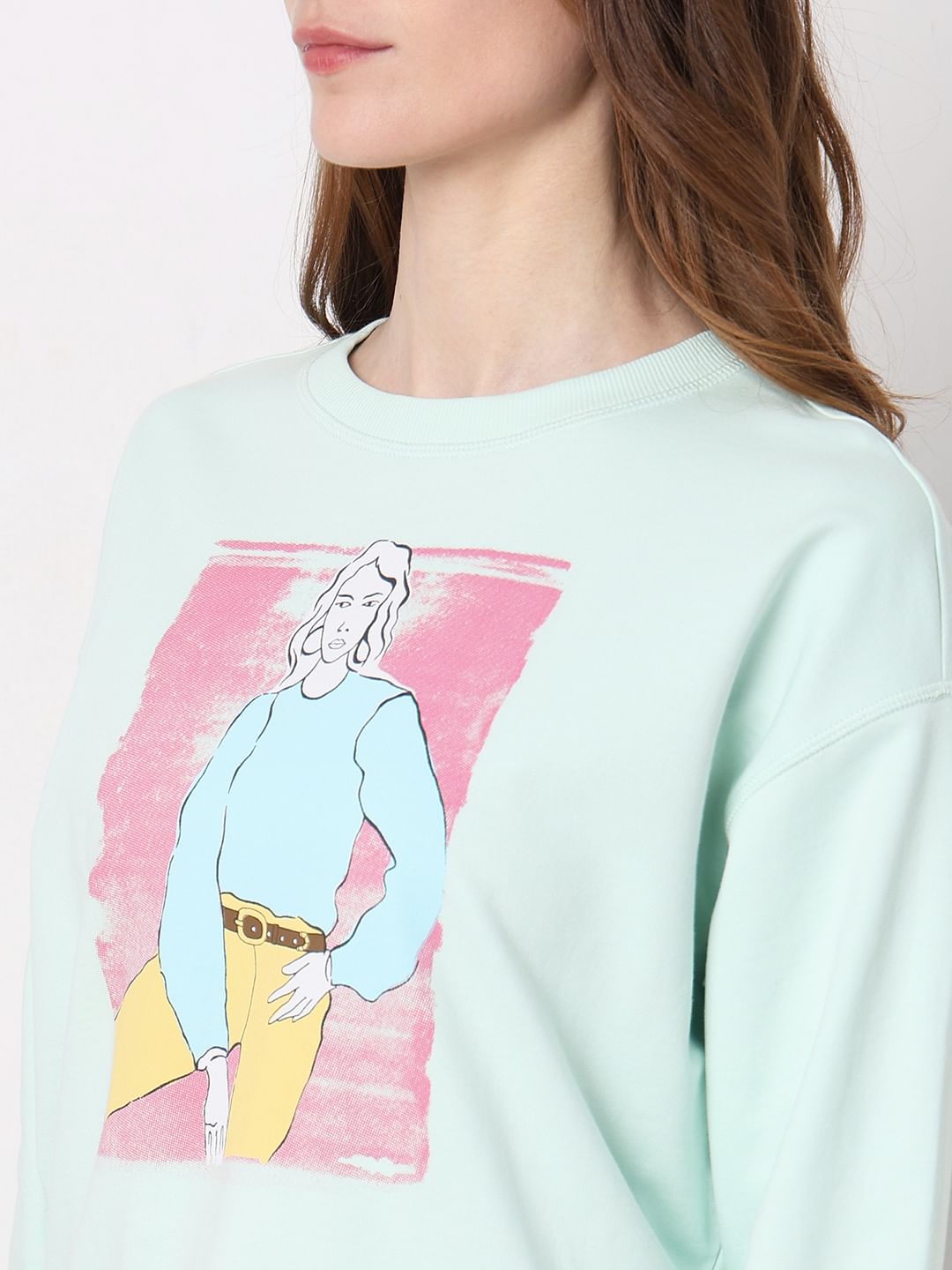 Blue Printed Sweatshirt