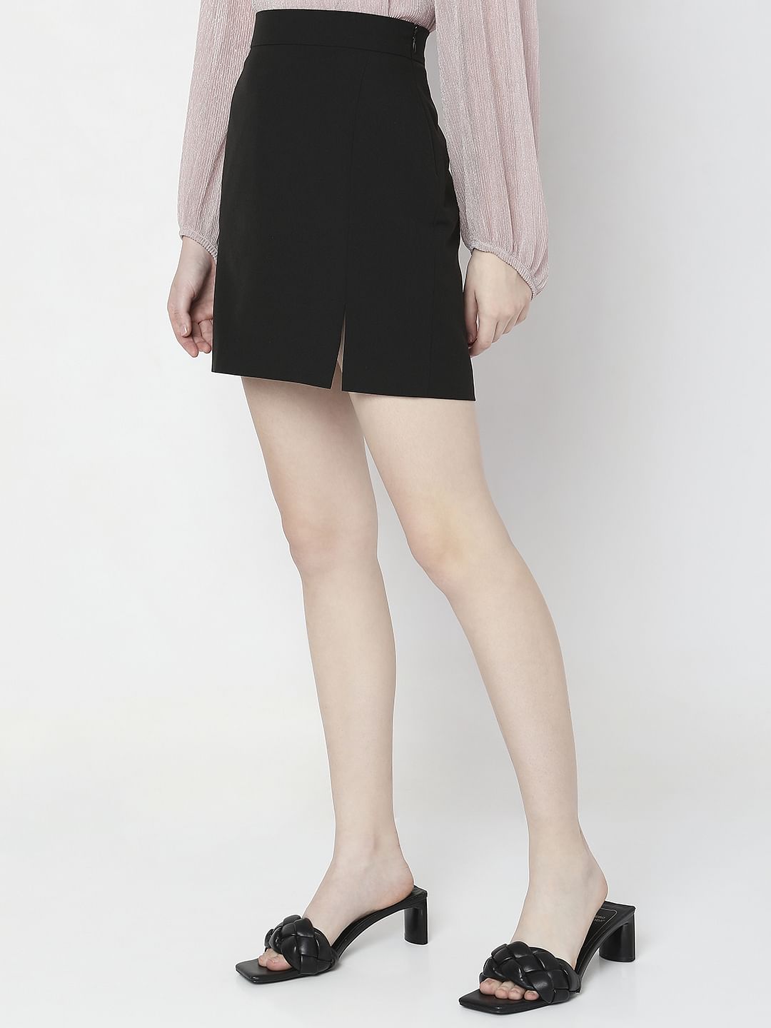 Black High Rise Mini Skirt