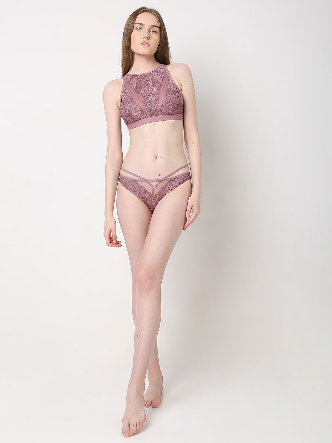 THE TOÉ Violier Lace Swimwear Buy Purple Lace Bikini Set, Two