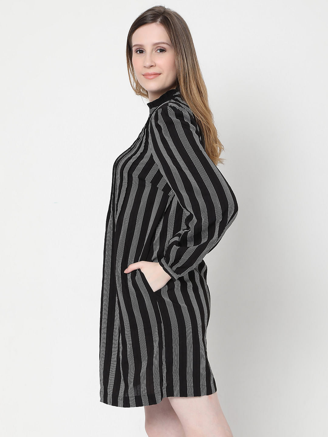 Black Striped Shift Dress