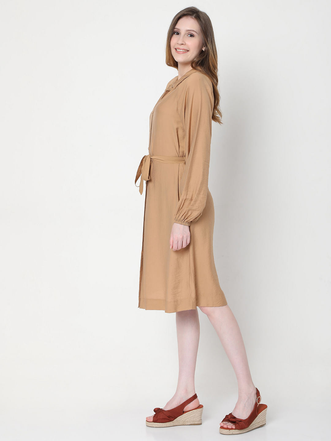 Beige Shirt Dress