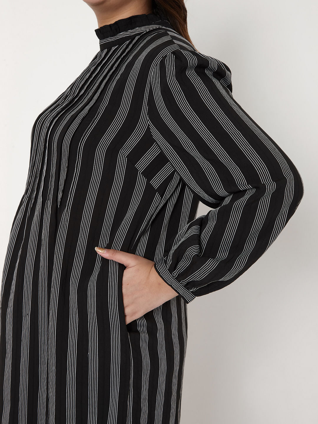 Curve Black Striped Shift Dress