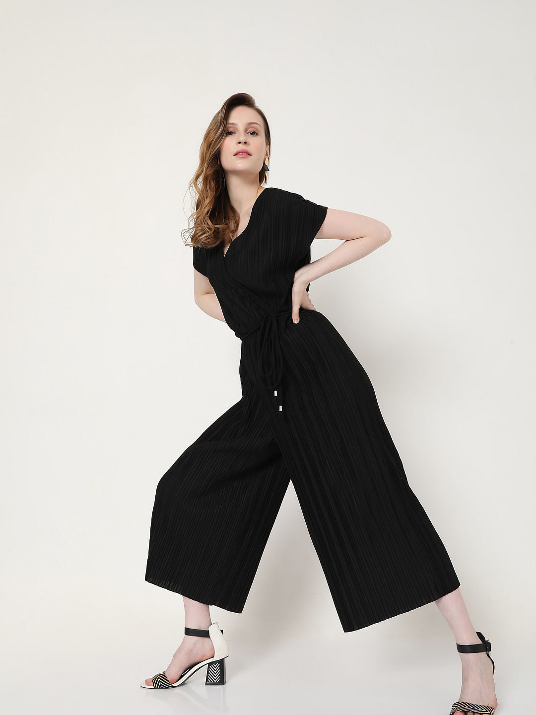 Black Overlap Jumpsuit