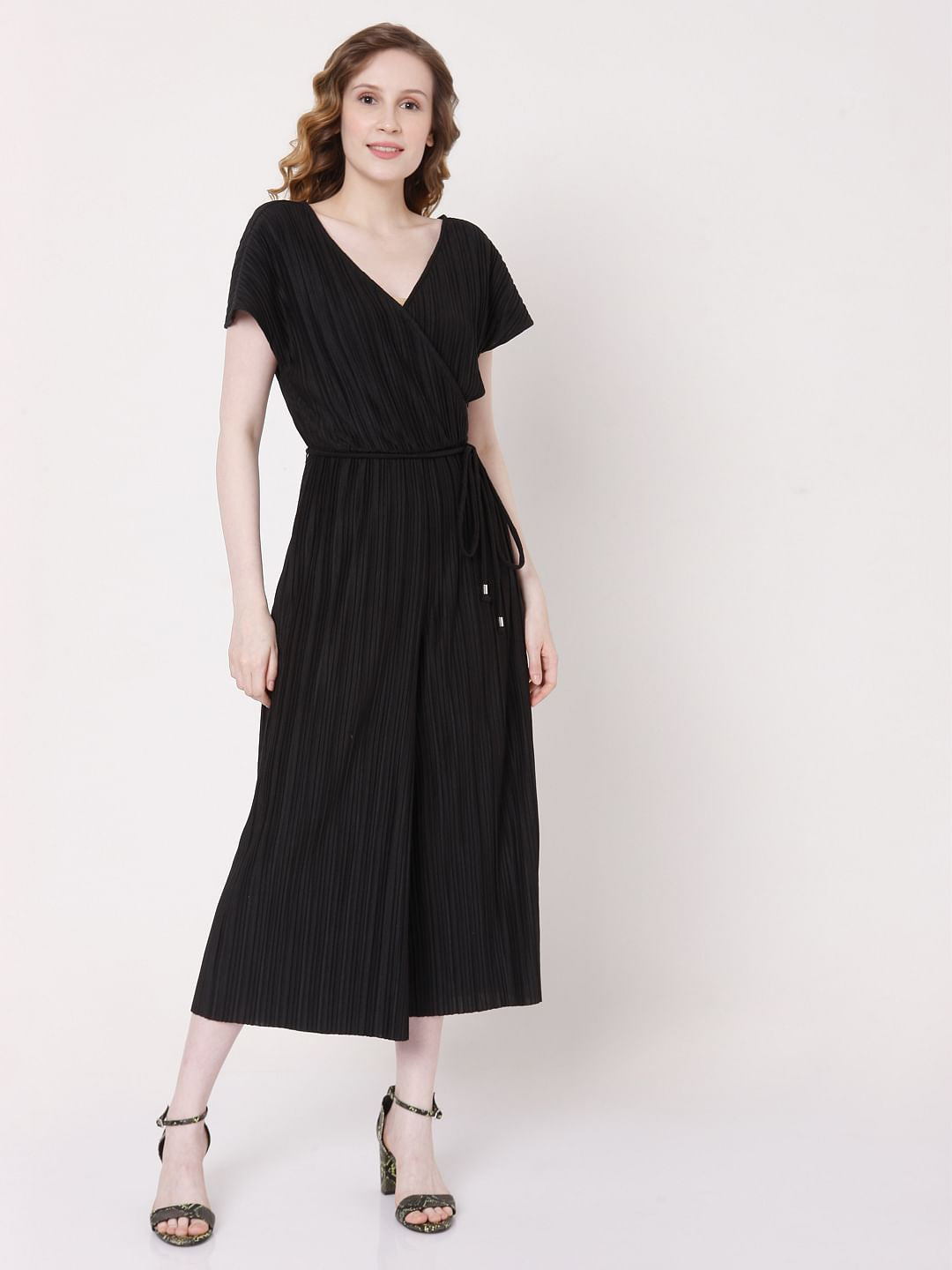 Black Overlap Jumpsuit