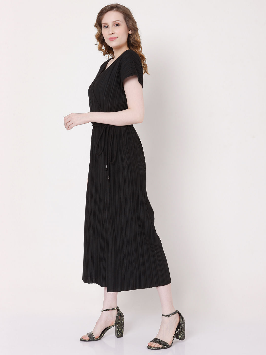 Black Overlap Jumpsuit