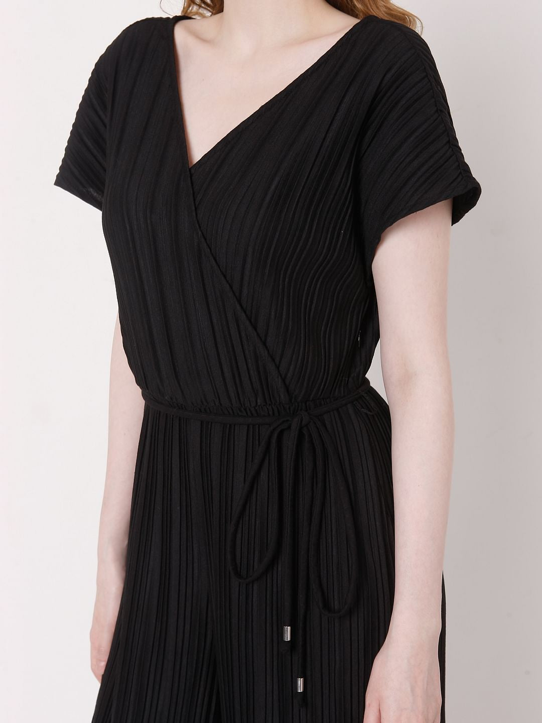 Black Overlap Jumpsuit