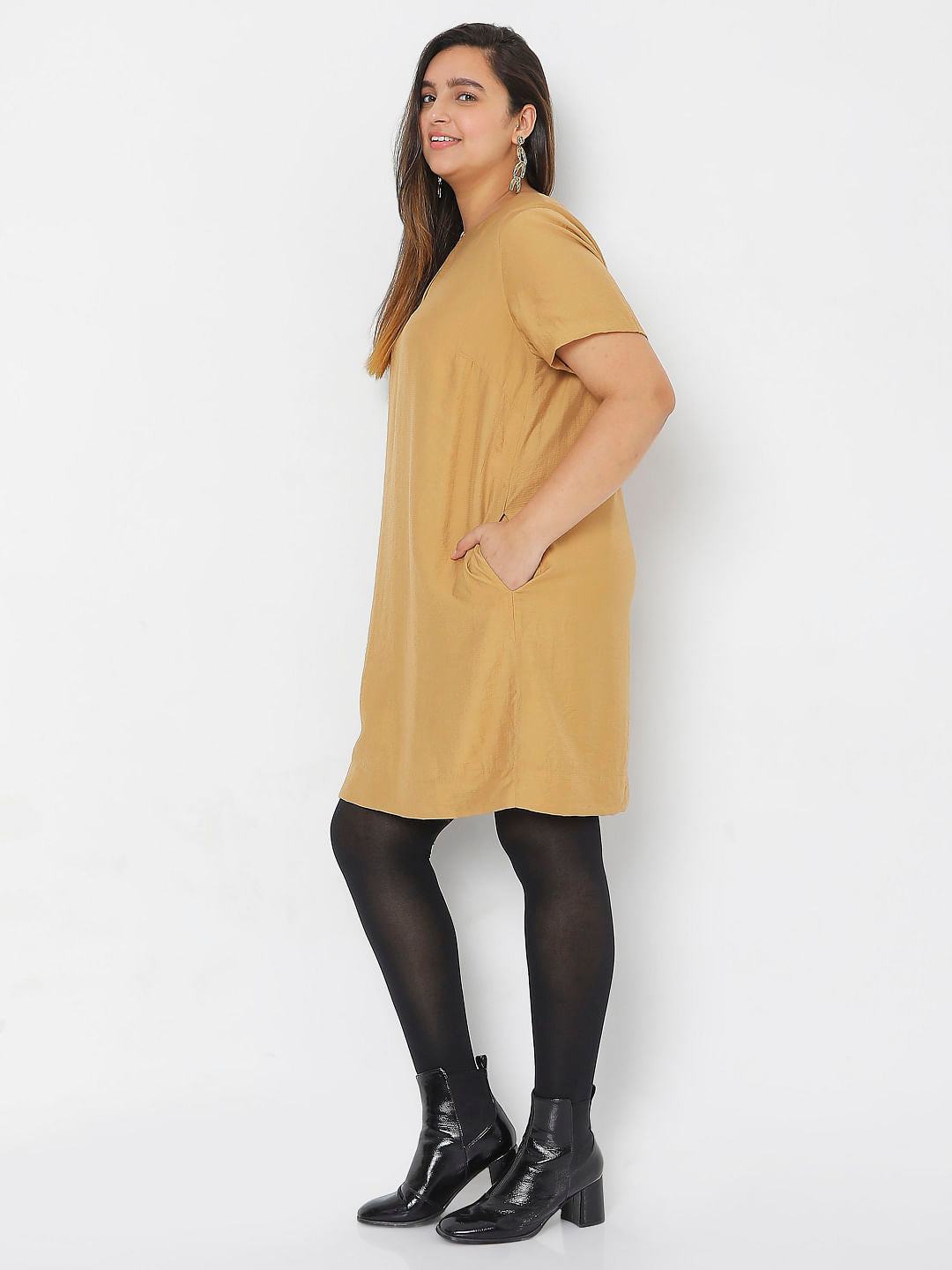 Curve Tan Brown Shift Dress