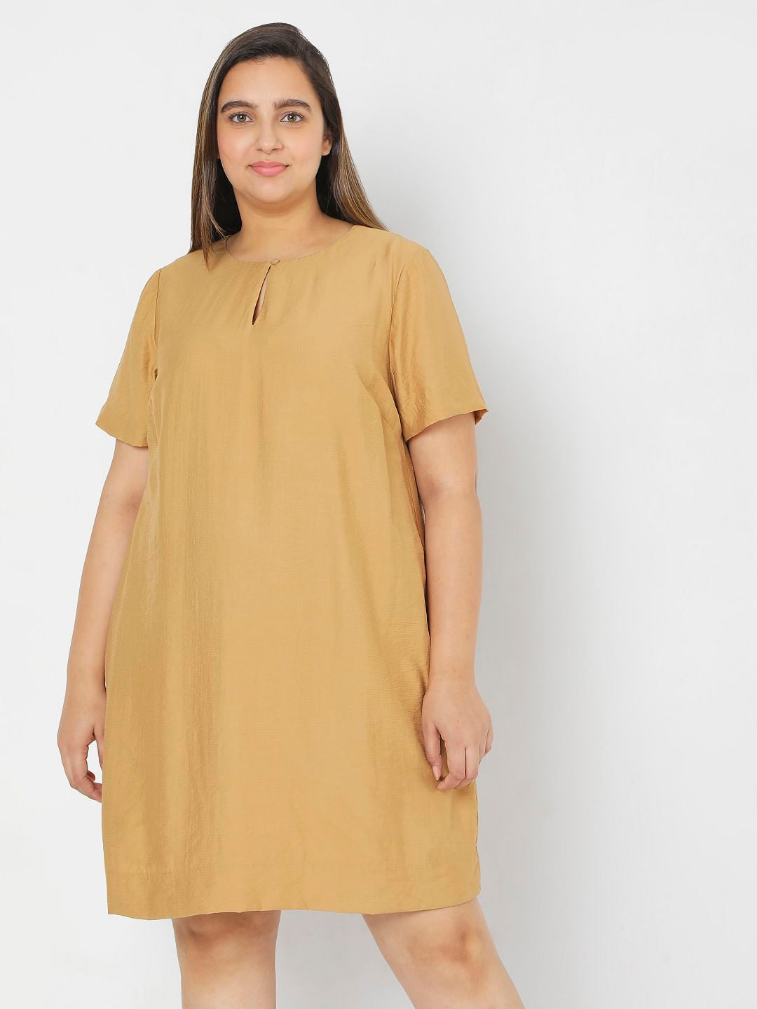 Curve Tan Brown Shift Dress