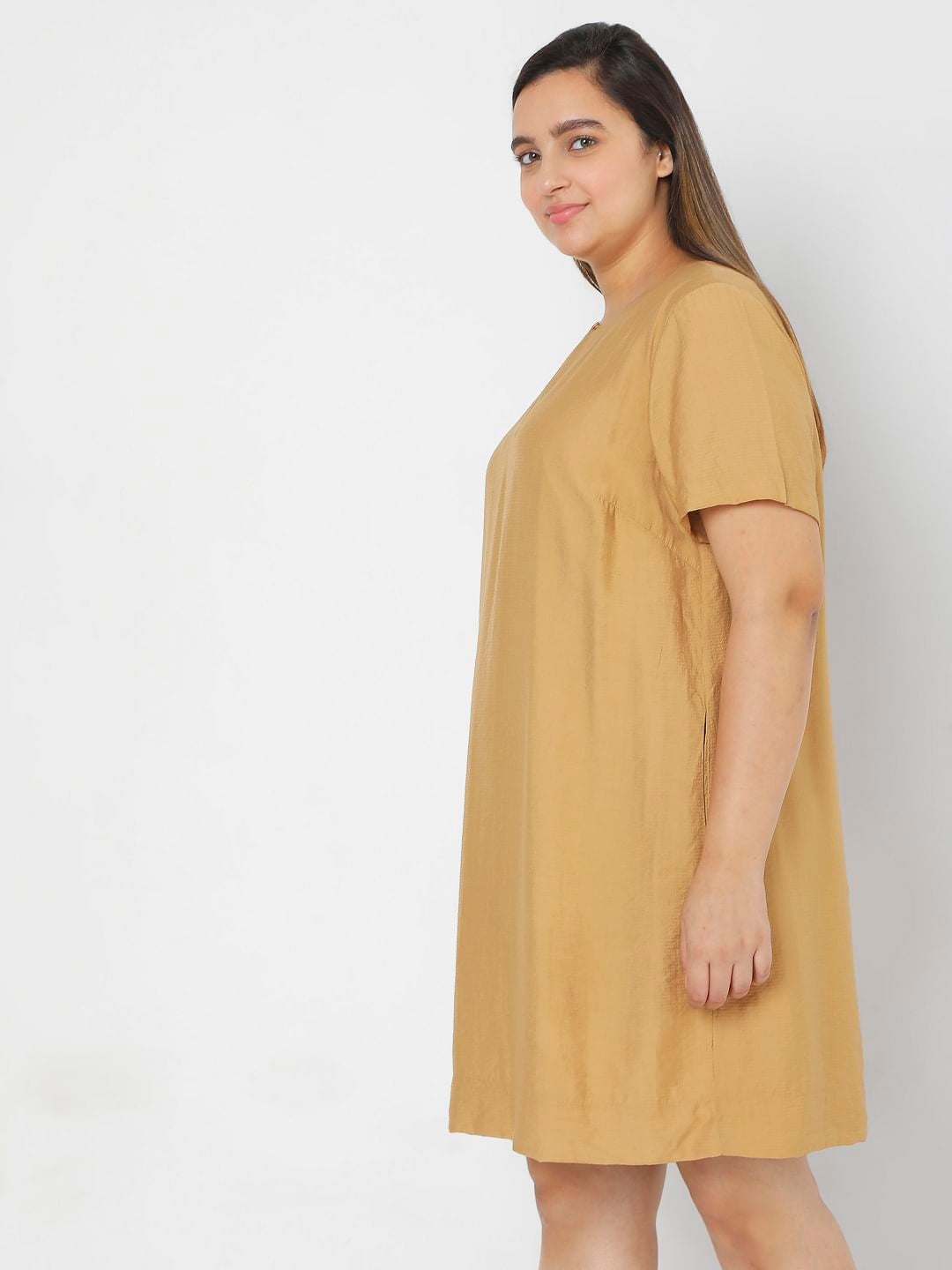 Curve Tan Brown Shift Dress