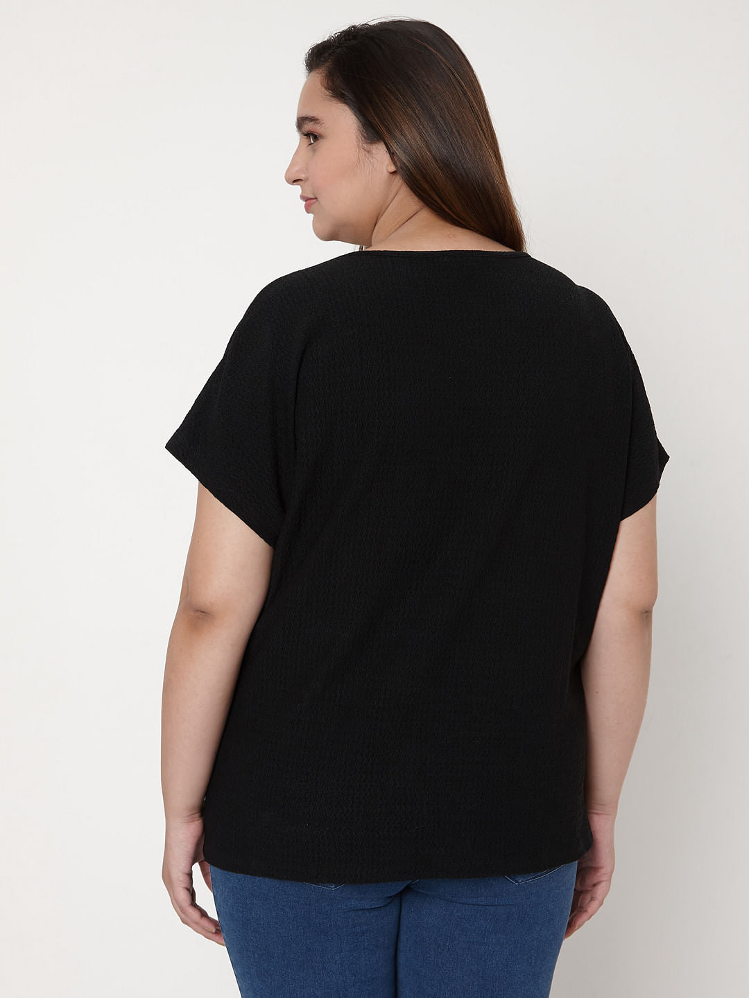 Curve Black V Neck Knit Top