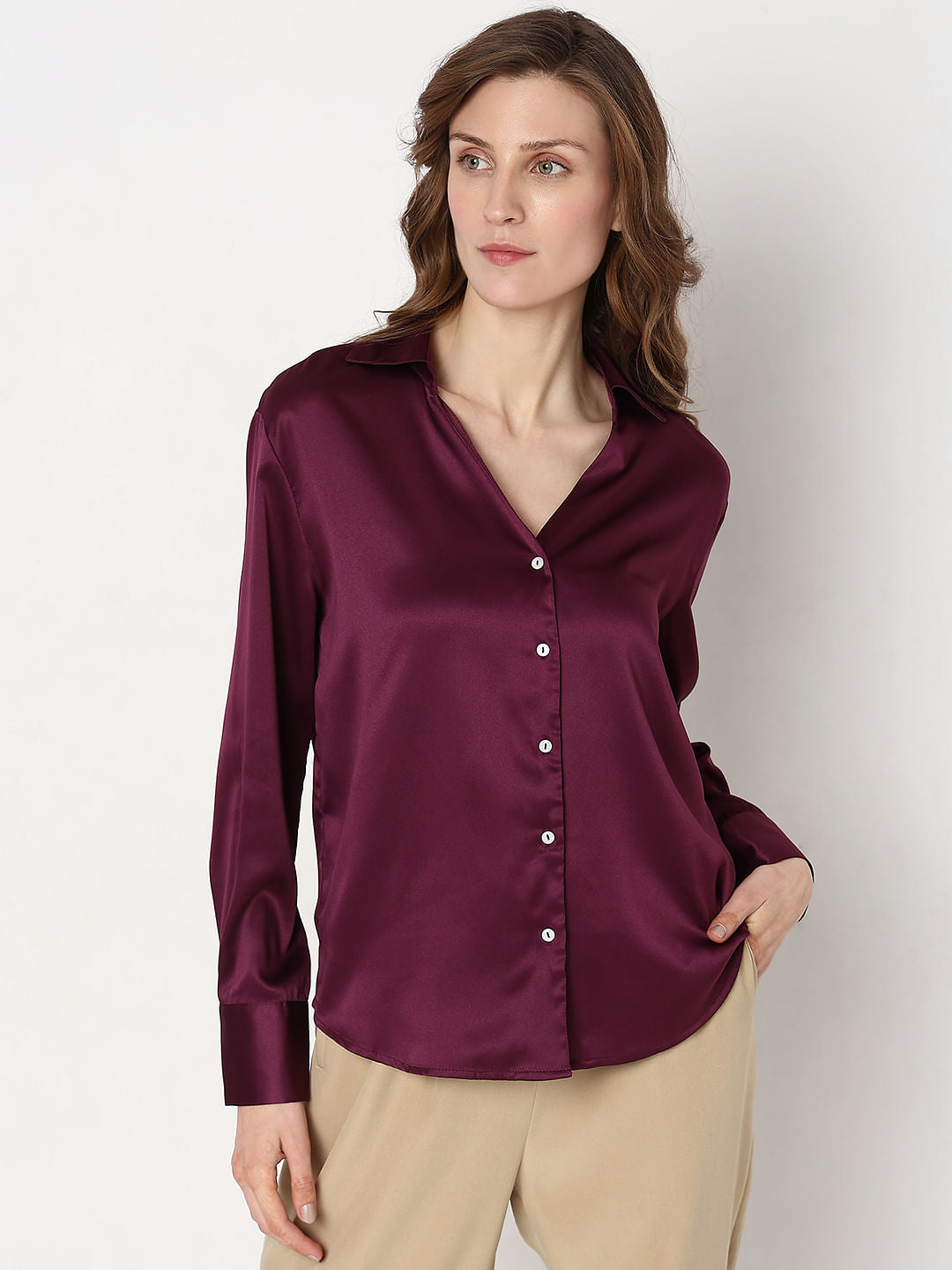 Burgundy Satin Shirt