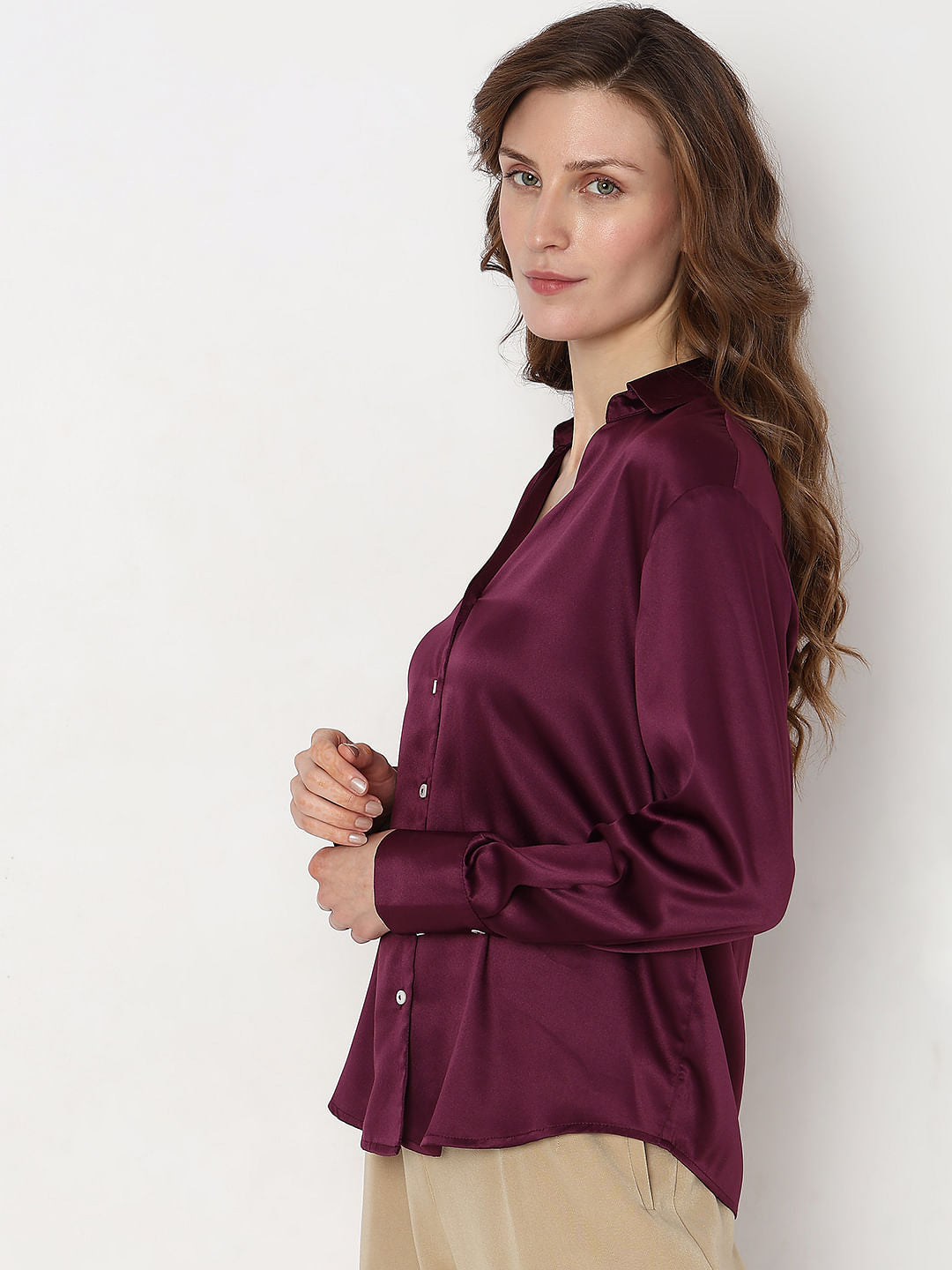 Burgundy Satin Shirt