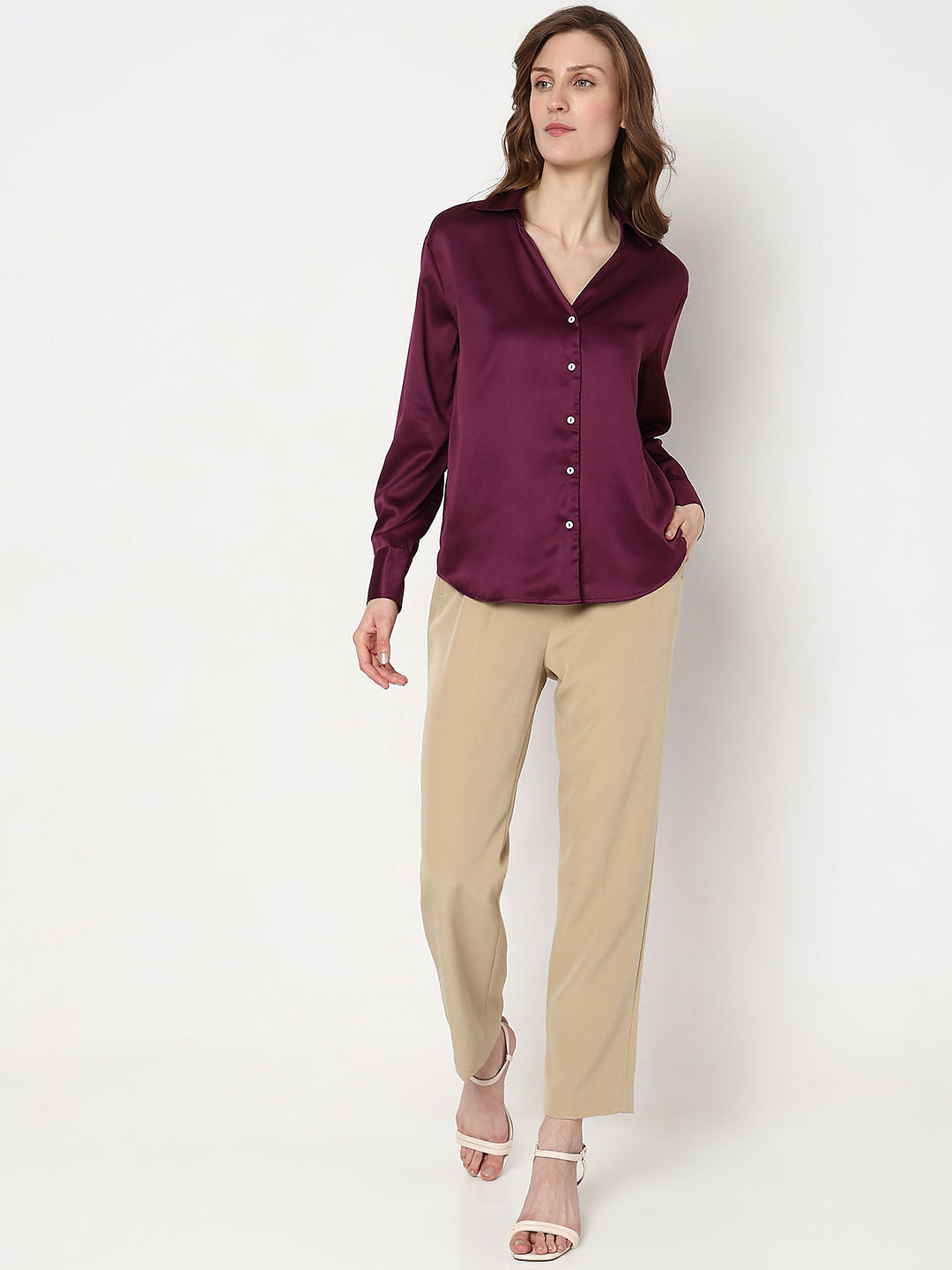 Burgundy Satin Shirt