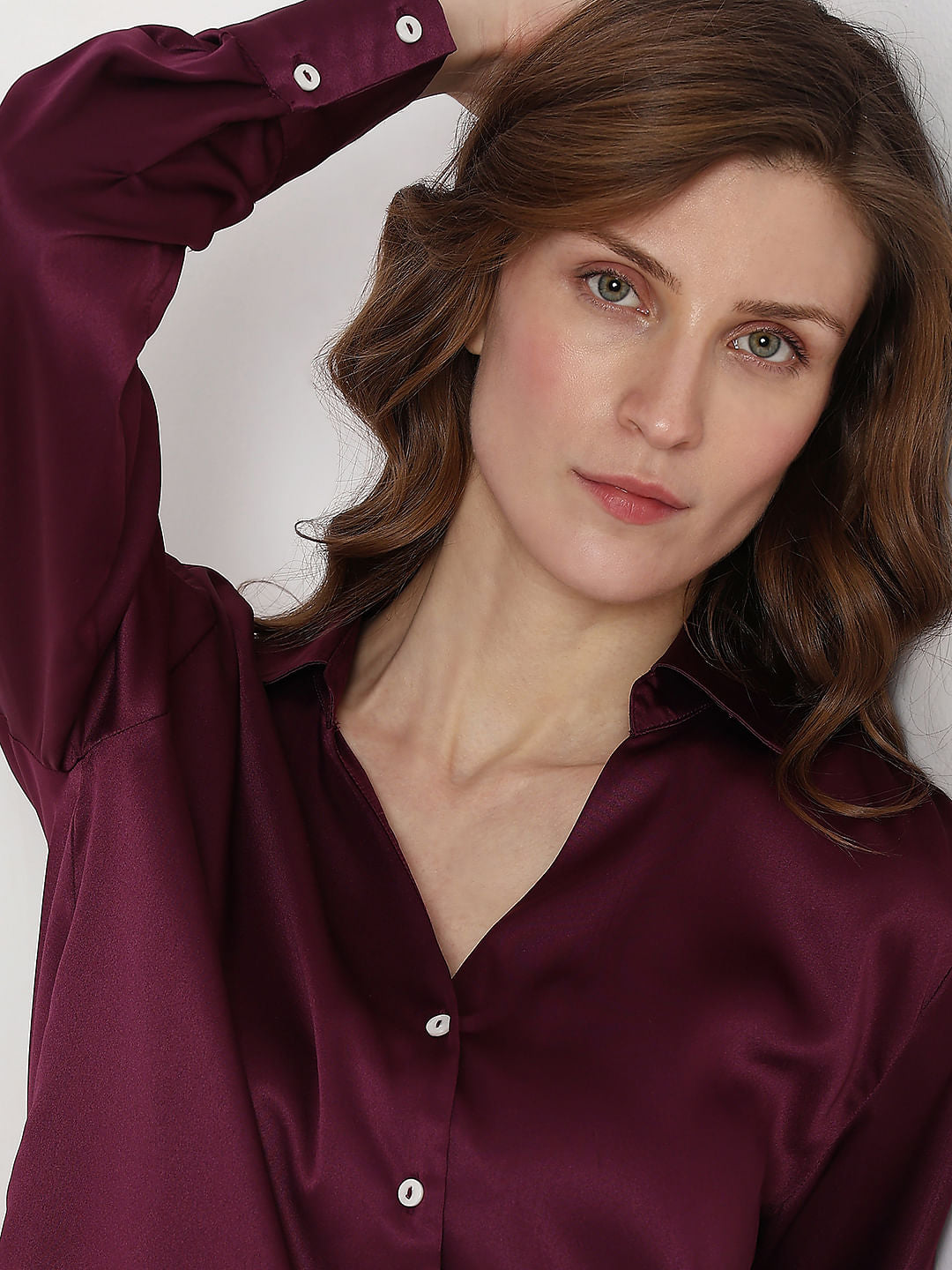 Burgundy Satin Shirt