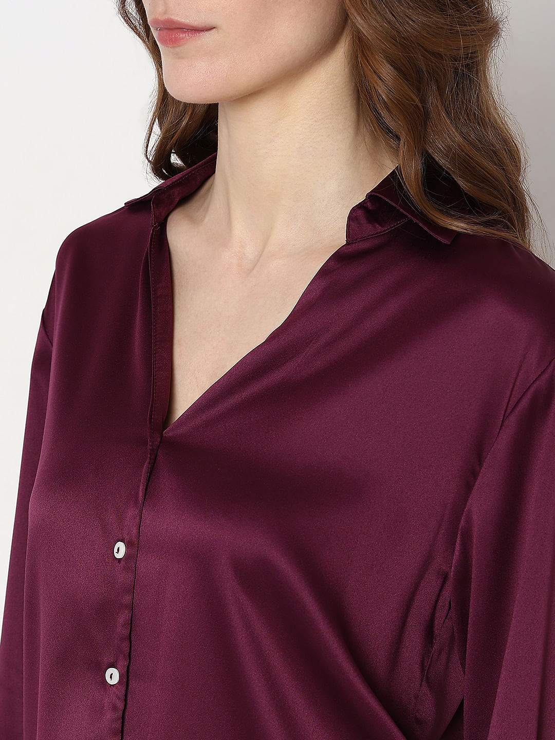 Burgundy Satin Shirt