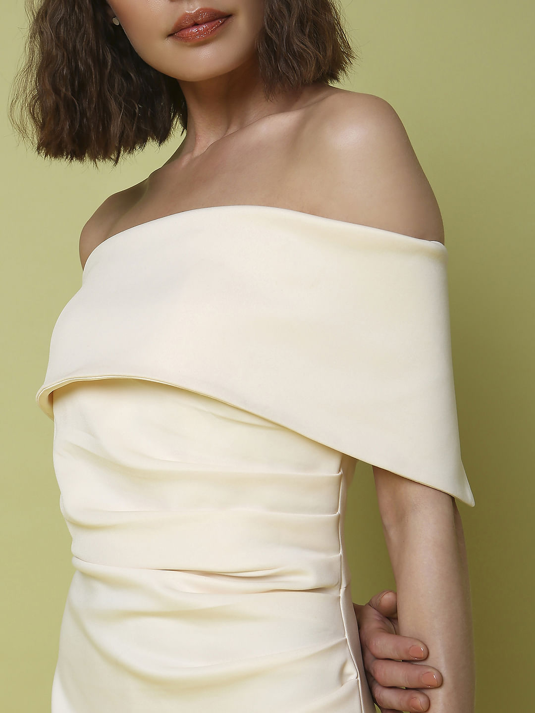 Marquee Off-White Off-Shoulder Midi Dress