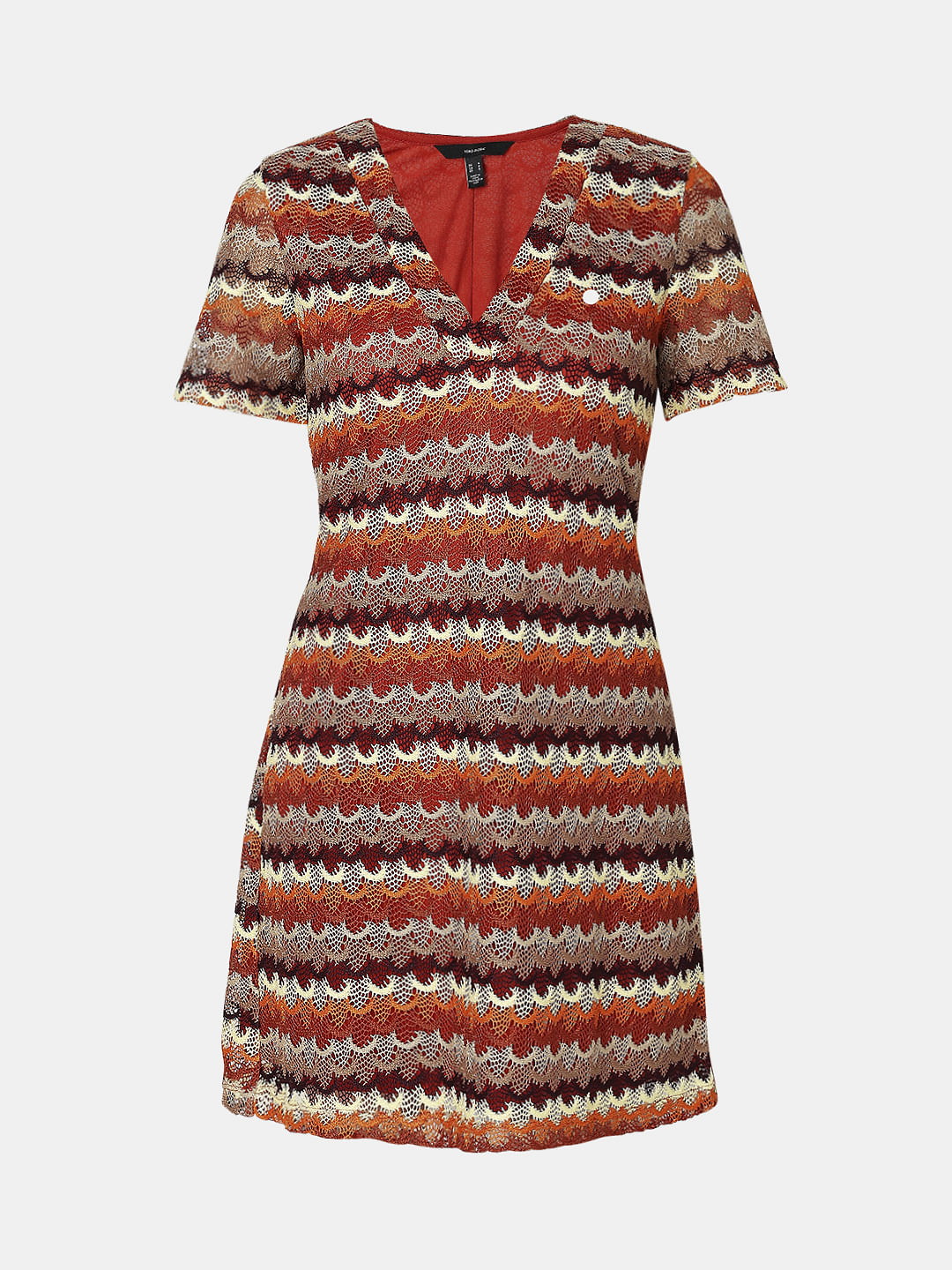 Multi-Coloured Printed Lace Dress