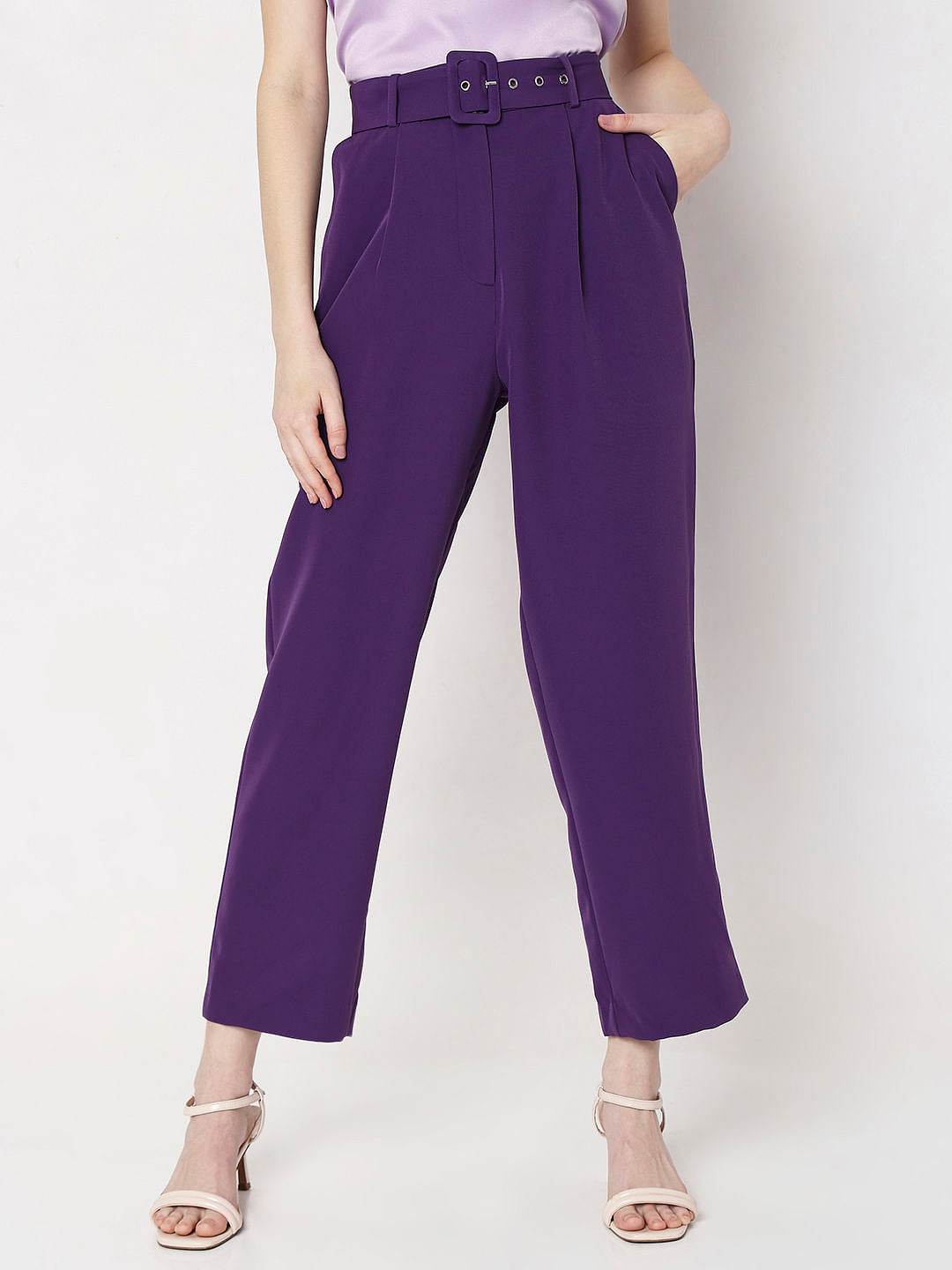 Purple High Rise Co-Ord Set Pants