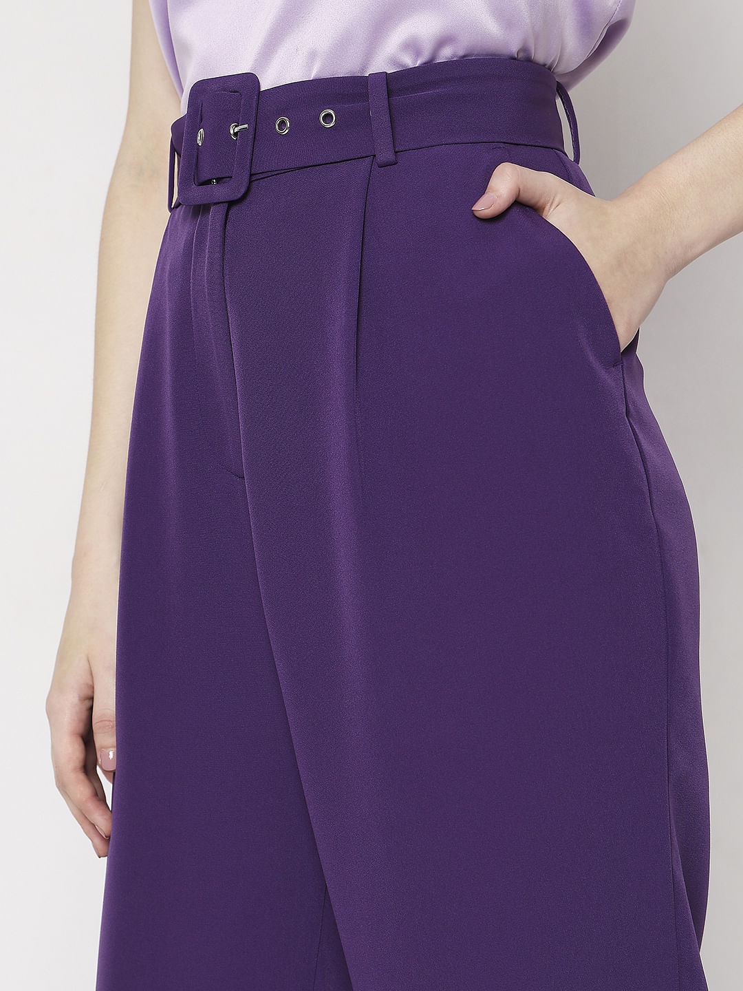 Purple High Rise Co-Ord Set Pants
