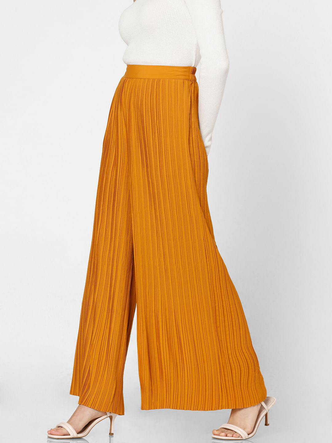 Orange High Rise Pleated Pants